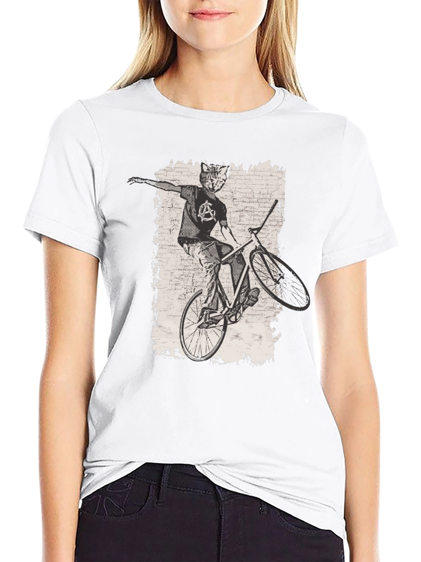 Black Cat Anarchy Biker T-Shirt - Cool Graphic Tee view 9