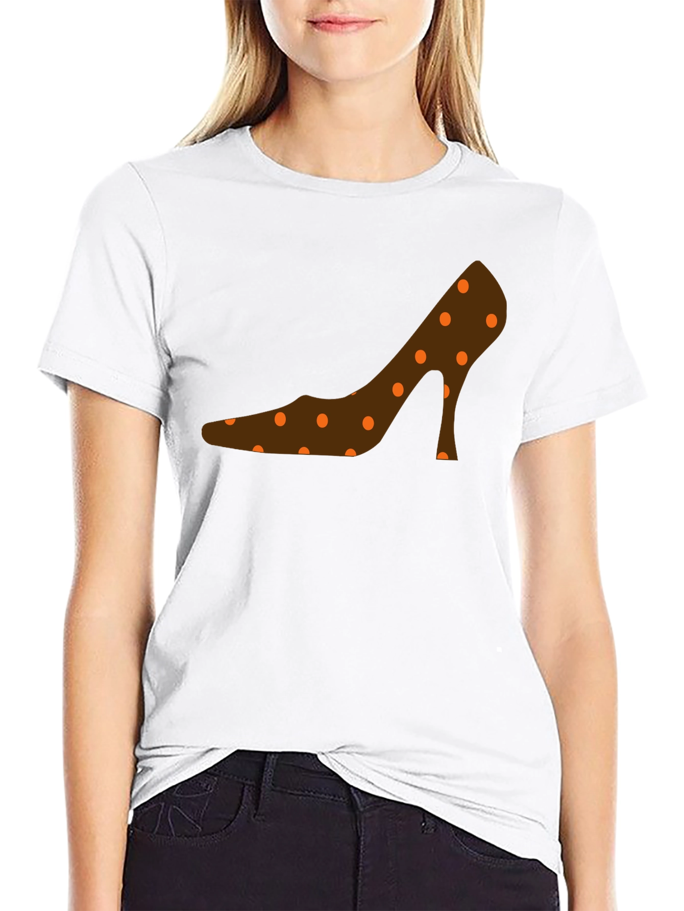 Black Polka Dot Shoe Graphic T-Shirt view 9