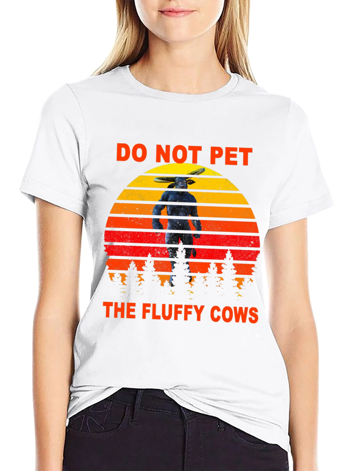 Black Do Not Pet the Fluffy Cows Graphic Tee view 9