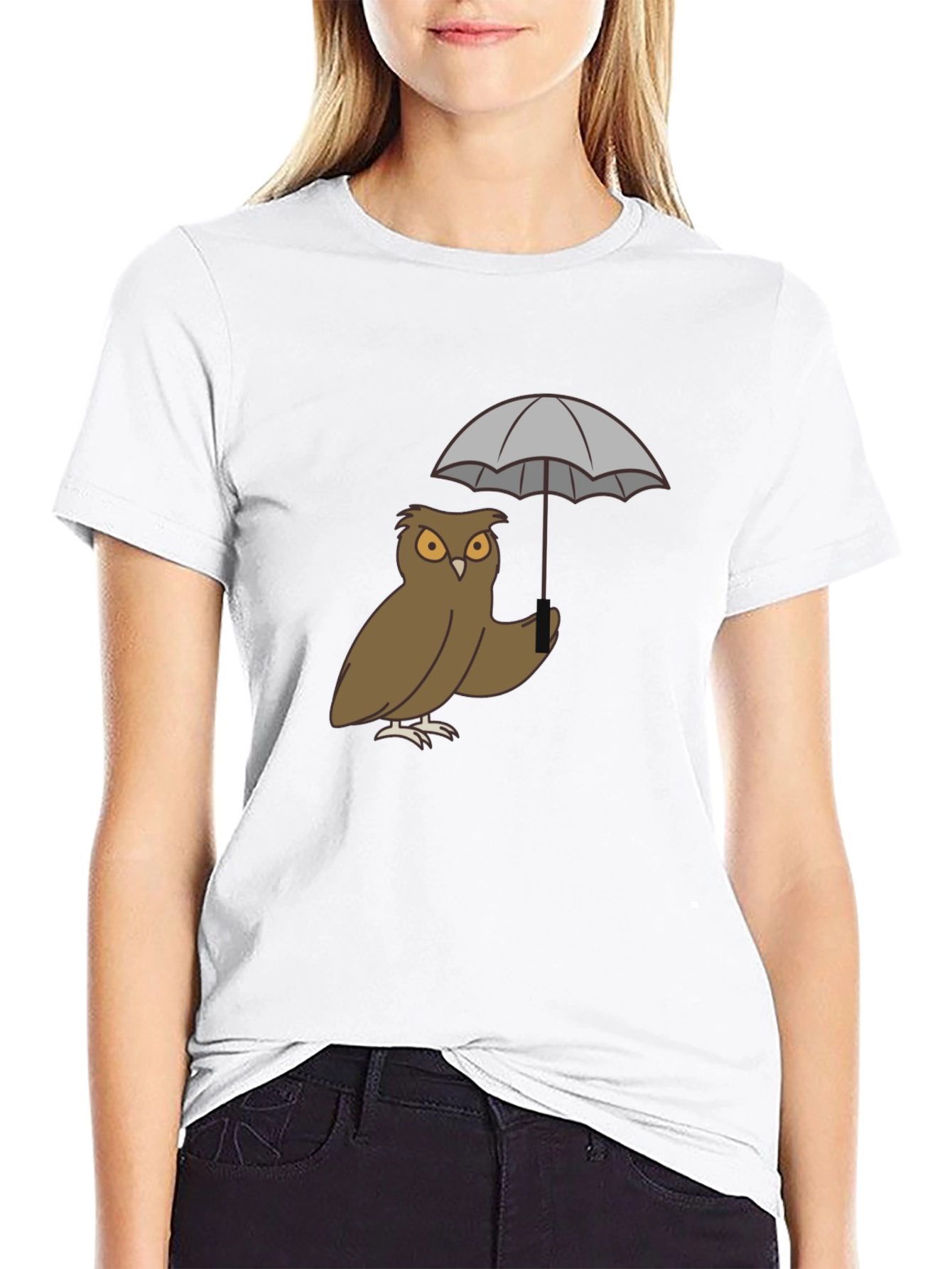 Black Owl Umbrella Graphic T-Shirt view 9