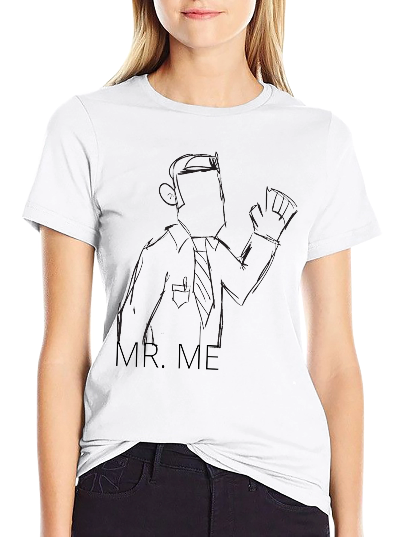 Black Mr. Me Sketch Black T-Shirt view 9