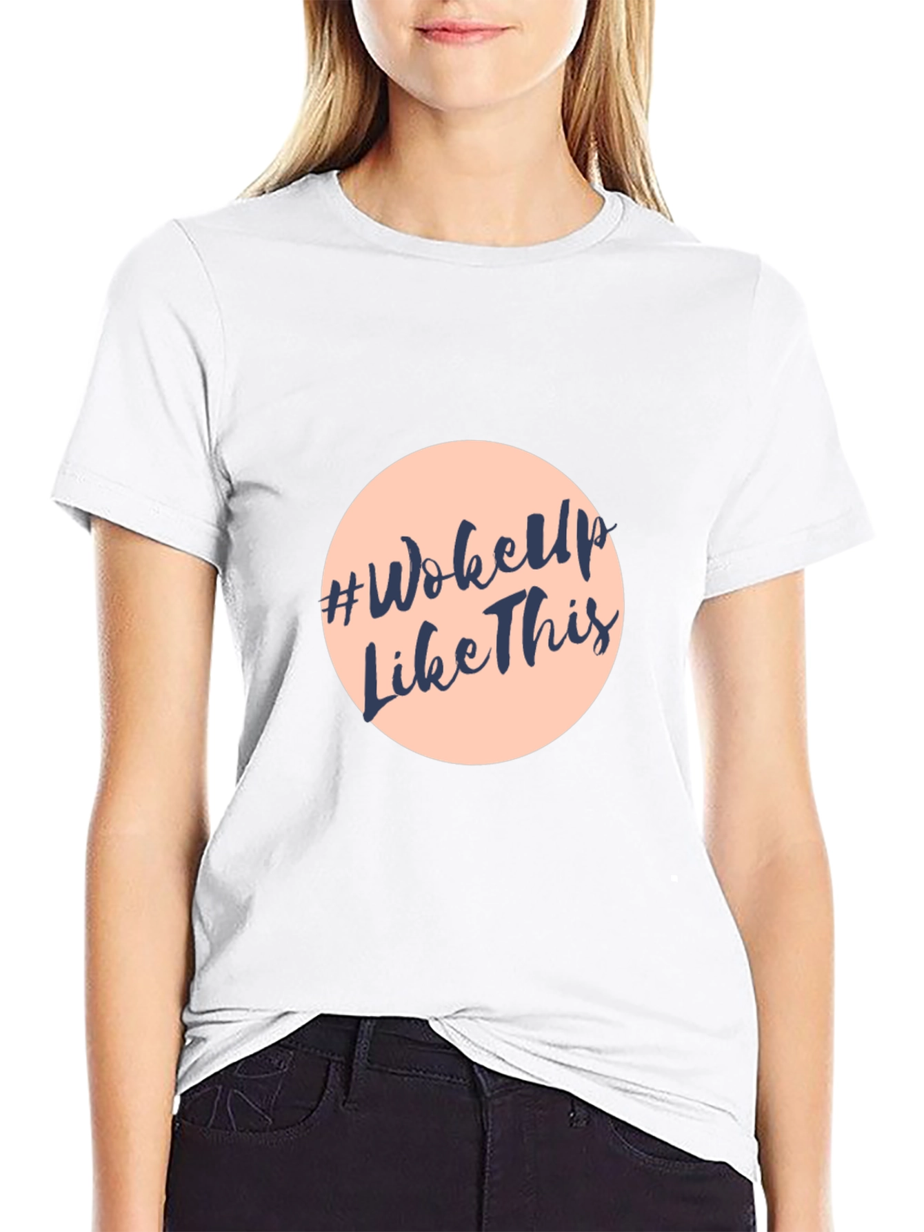 Black #WokeUpLikeThis Graphic Tee - Stylish Black Cotton T-Shirt view 9