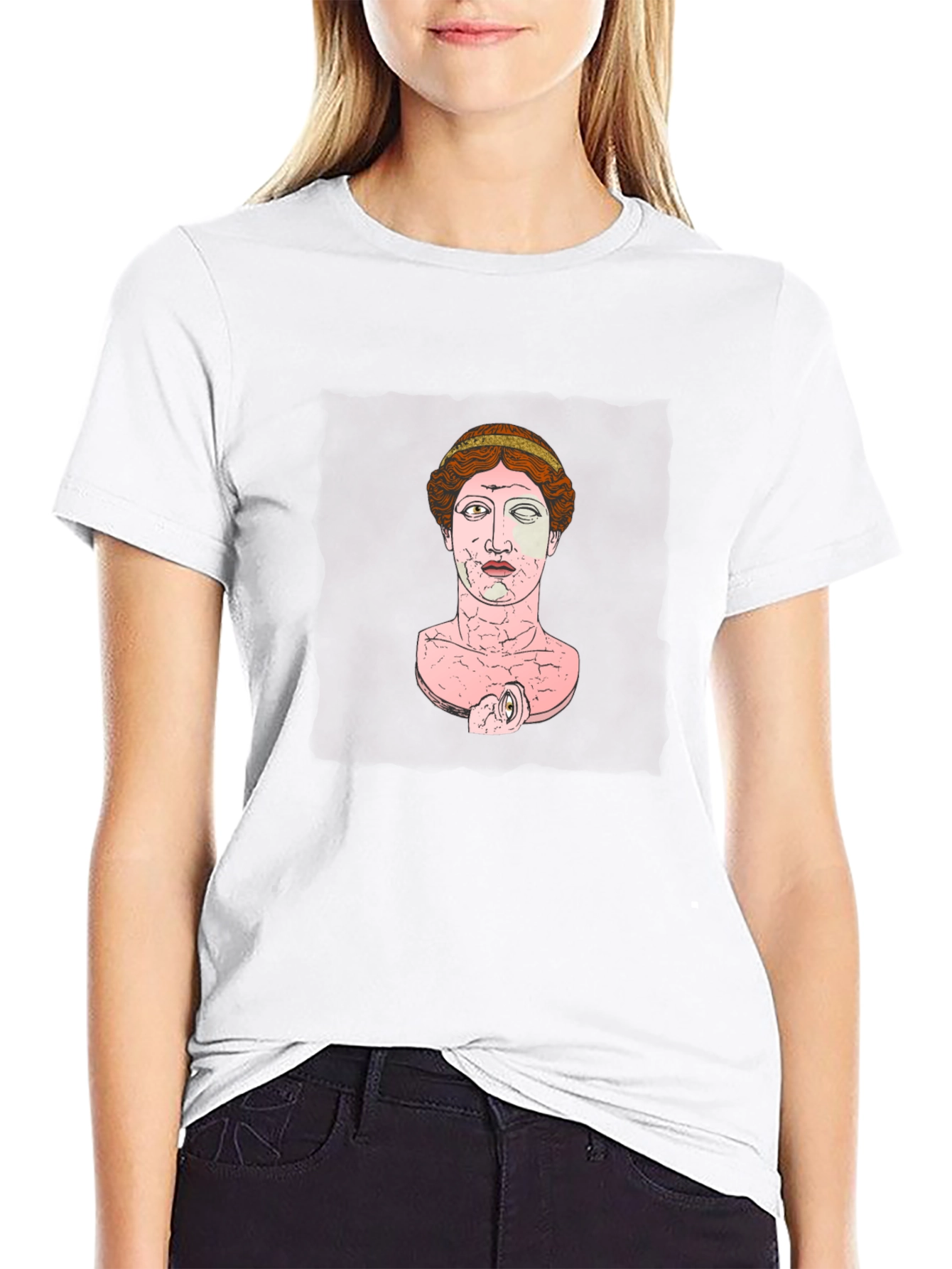 Black Black T-Shirt with Ancient Bust Graphic view 9