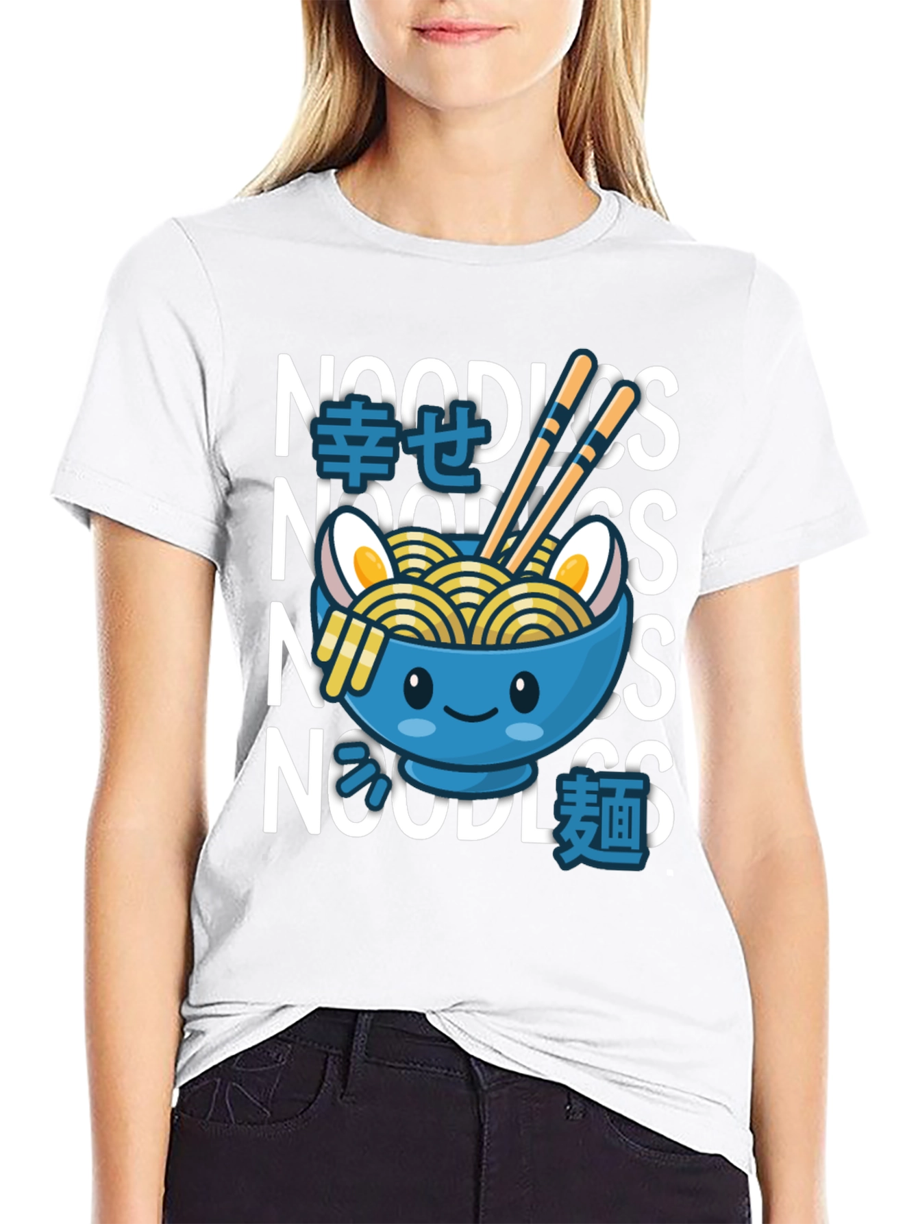 Black Kawaii Ramen Bowl T-Shirt - Noodle Lover Tee view 9