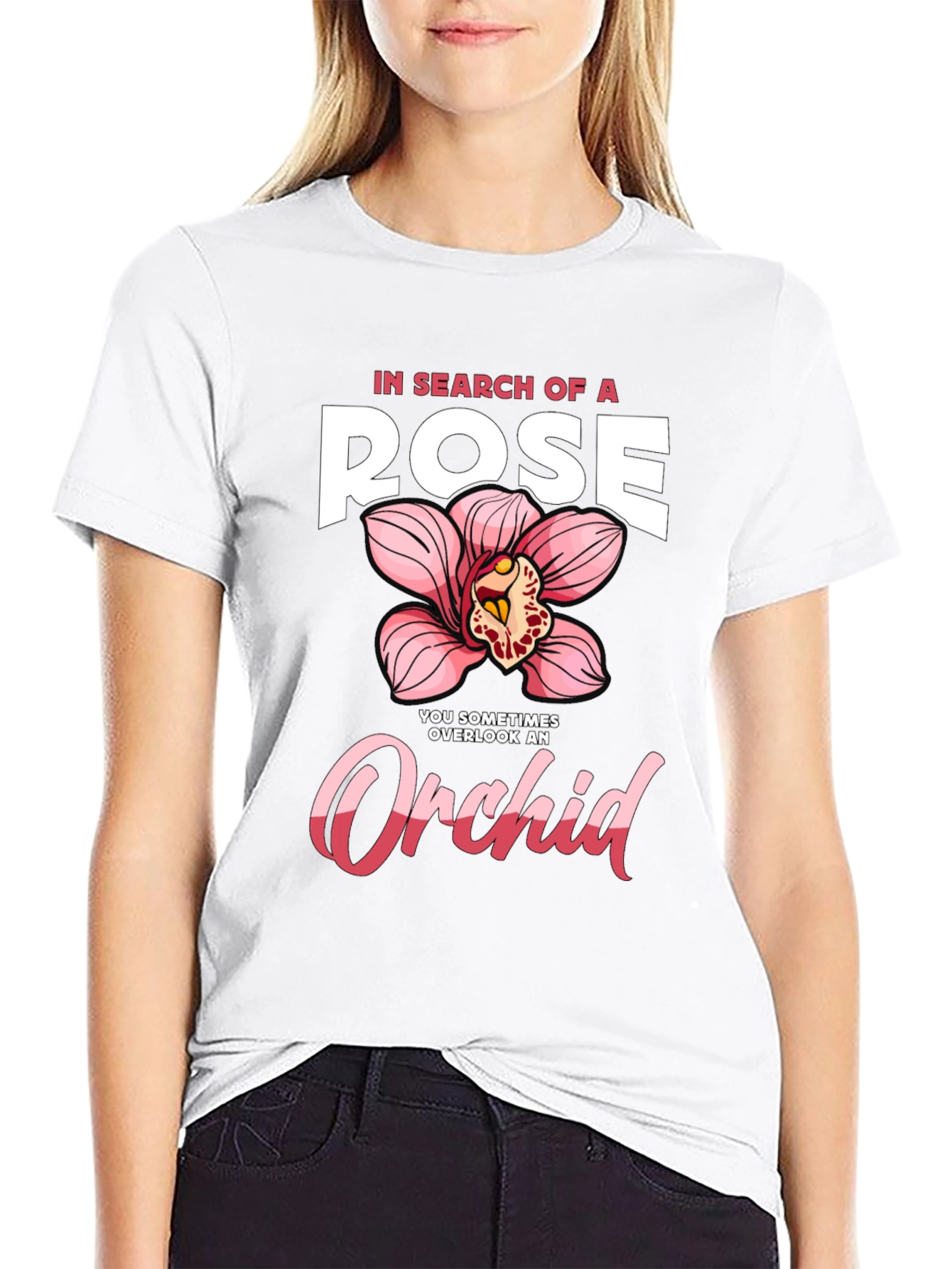 Black In Search of a Rose Orchid Graphic T-Shirt view 9