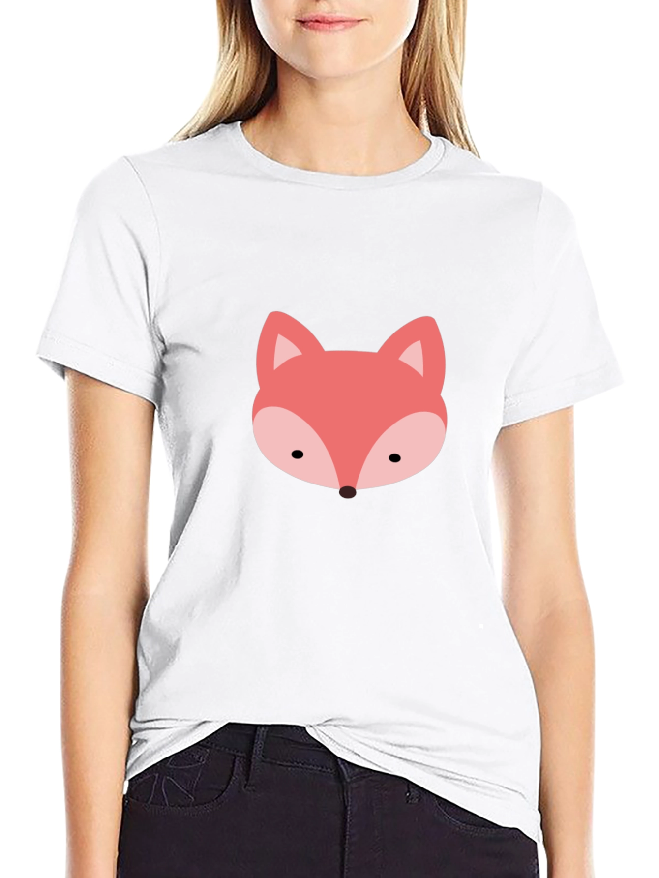 Black Cute Fox Graphic Tee - Soft Black T-Shirt view 9