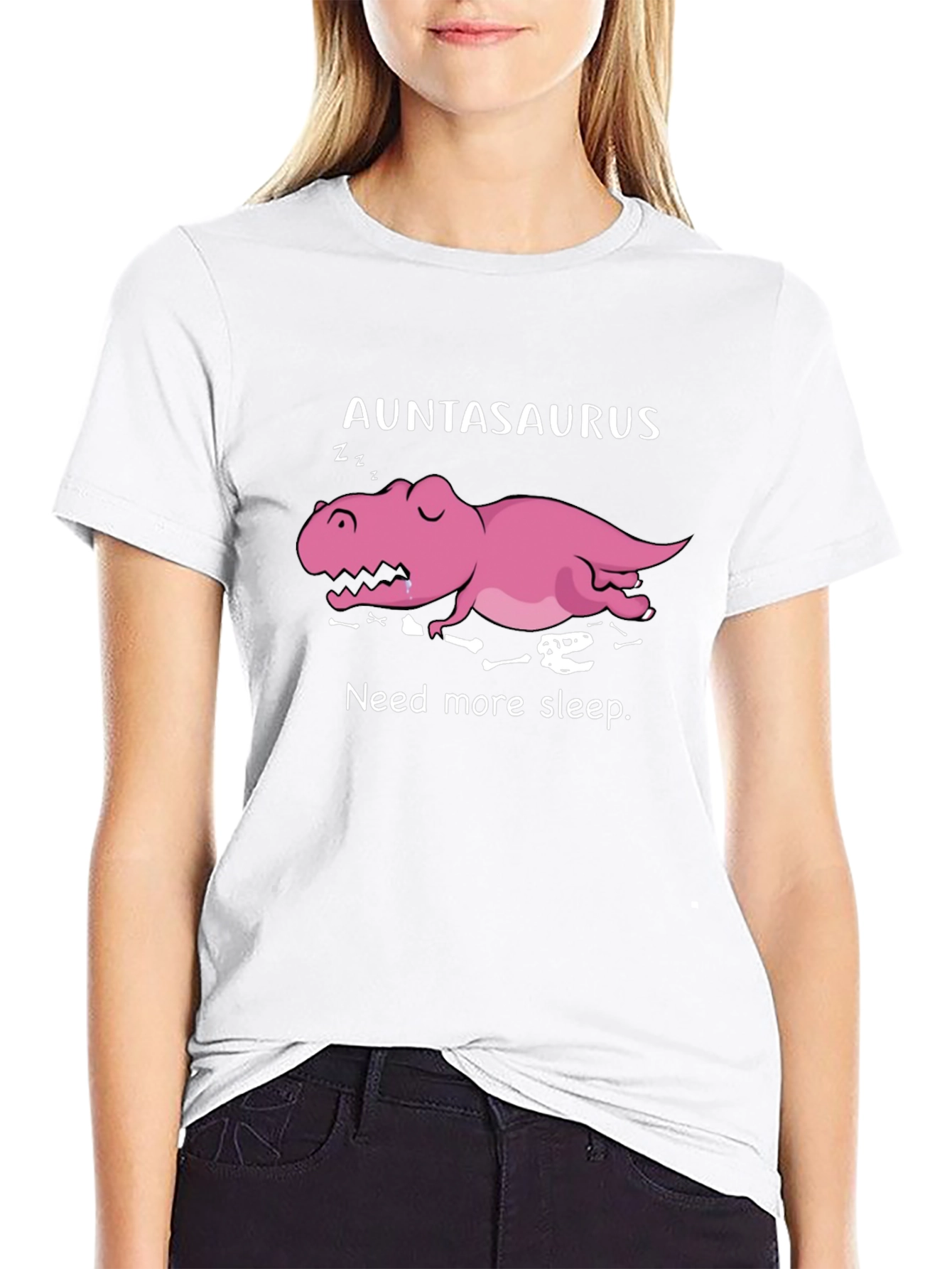 Black Auntasaurus Need More Sleep Funny T-Shirt view 9