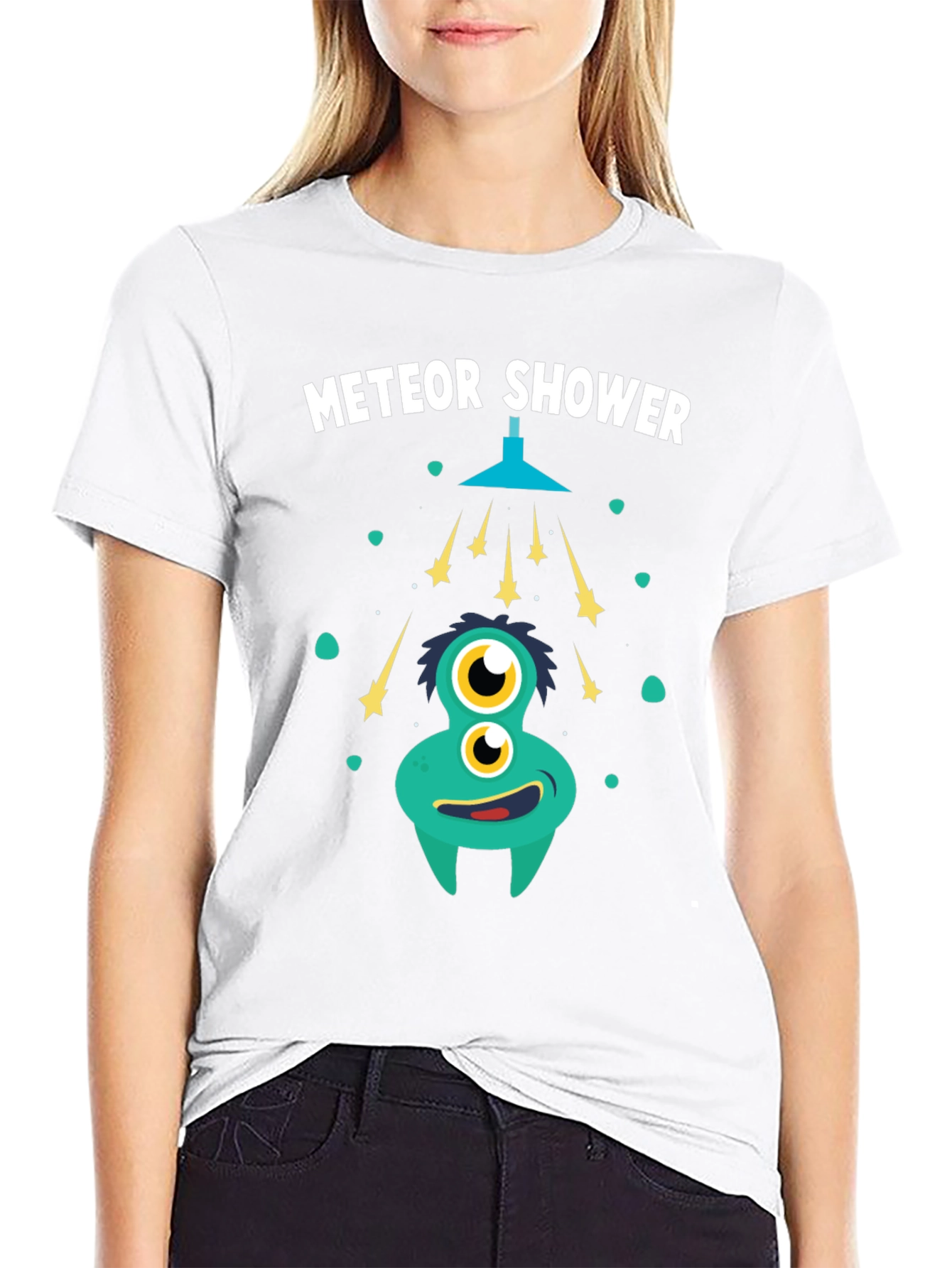 Black Meteor Shower T-Shirt - Funky Alien Graphic Tee view 9