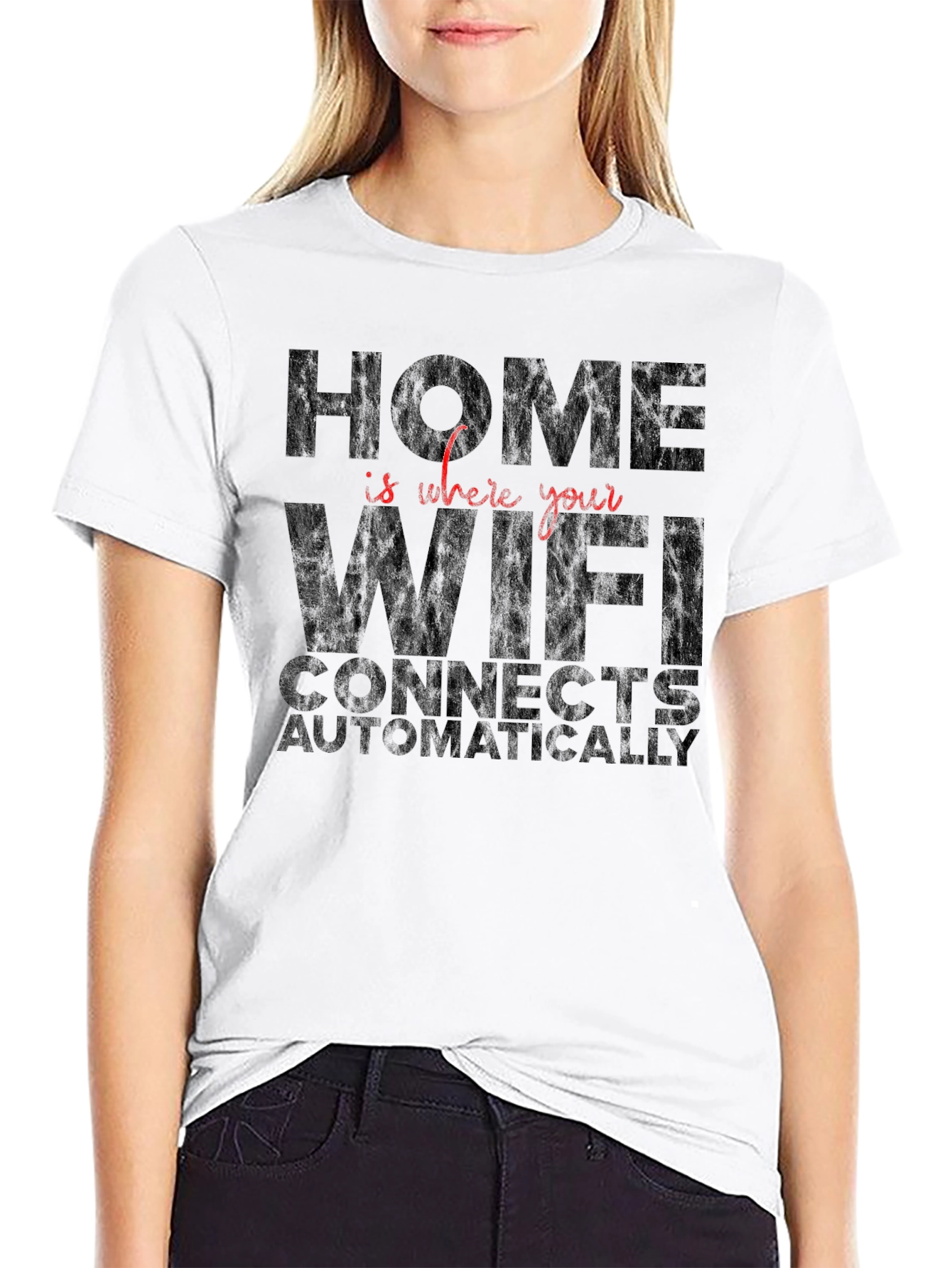 Black Home is Where WiFi Connects T-Shirt view 9