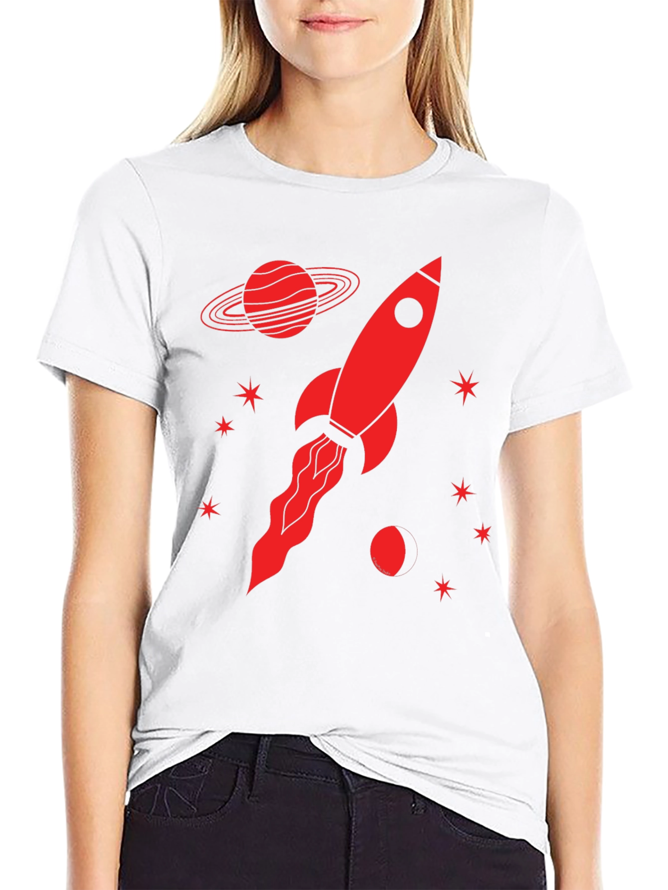 Black Rocket Planet Graphic T-Shirt - Black view 9