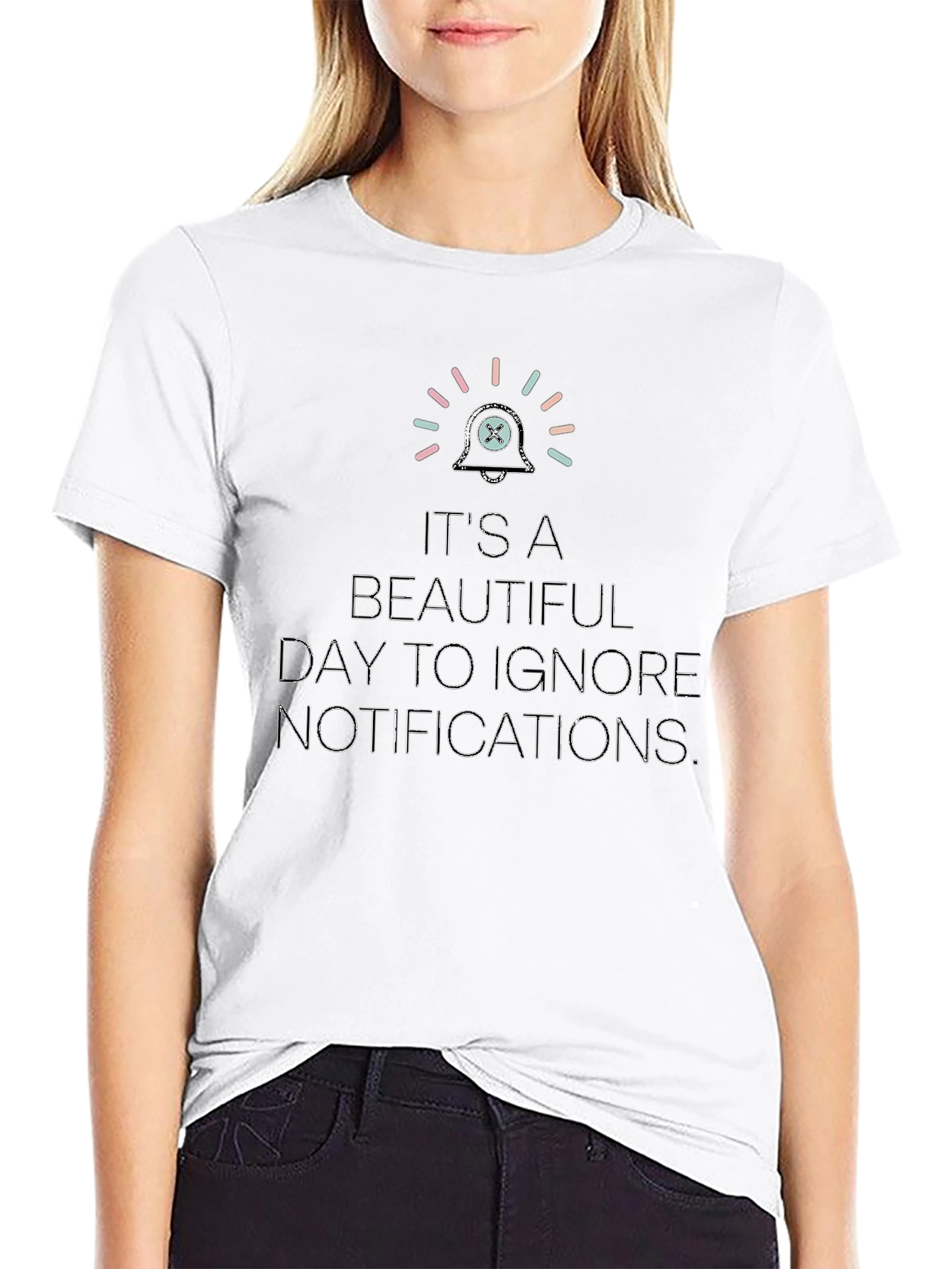 Black Ignore Notifications T-Shirt - Funny Slogan Tee view 9
