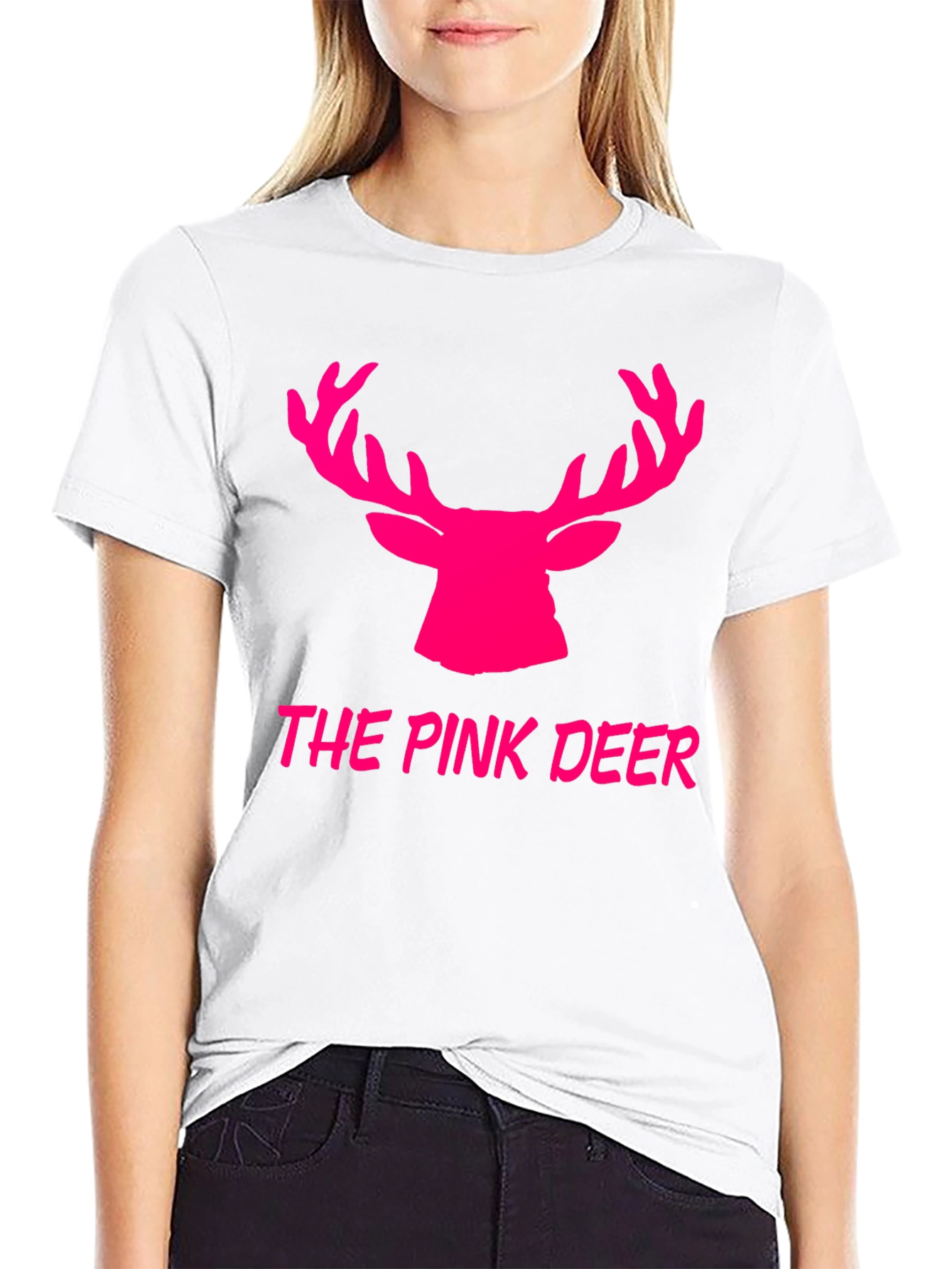 The Pink Deer Graphic Tee - Black Cotton Blend Shirt - 9