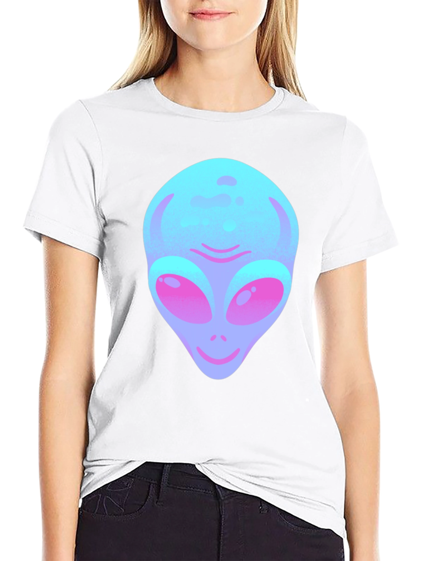 Black Alien Graphic Tee - Black Cotton Blend view 9