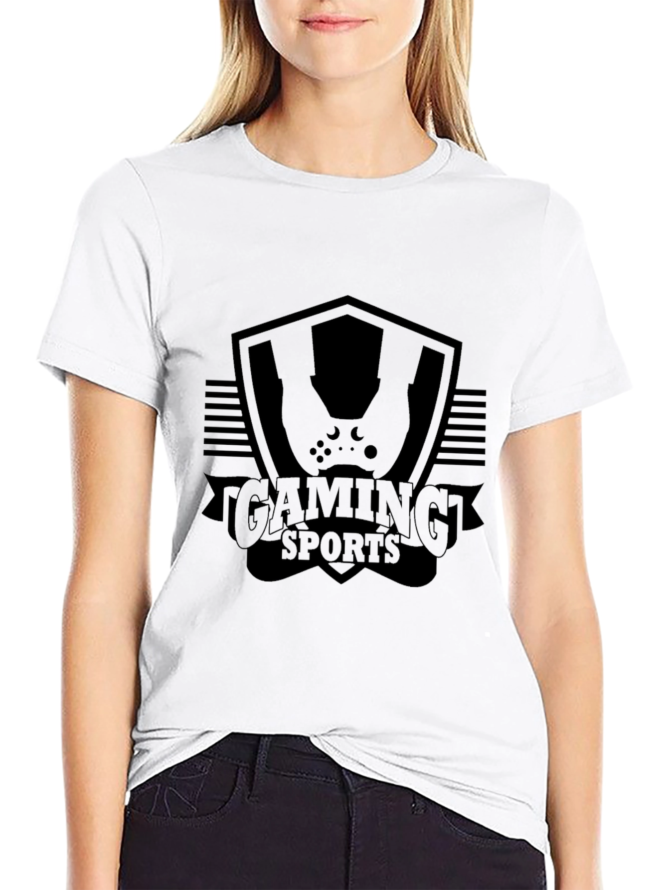 Black Gaming Sports Black T-Shirt view 9