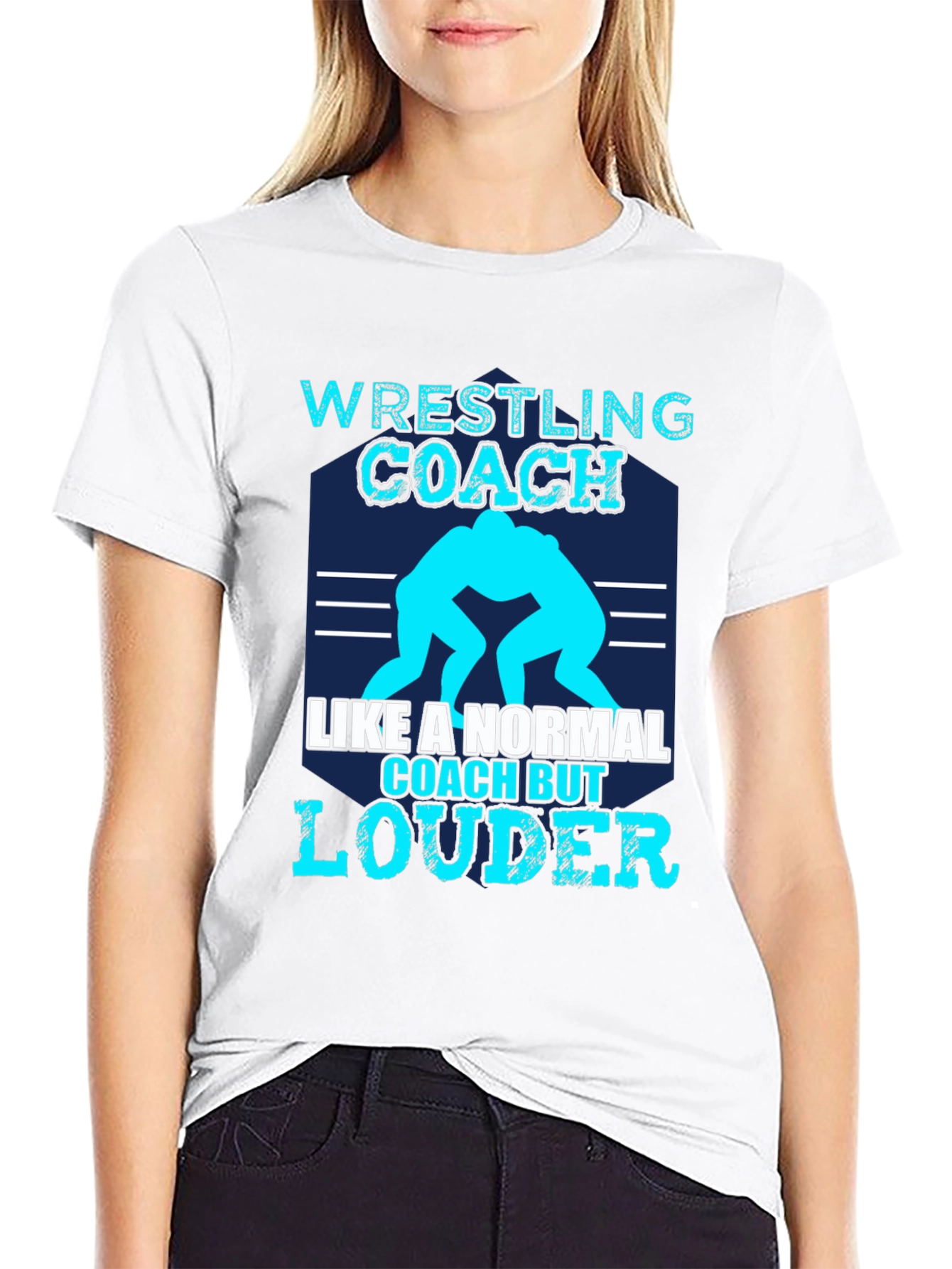 Black Wrestling Coach T-Shirt - Like a Normal Coach, But Louder! view 9
