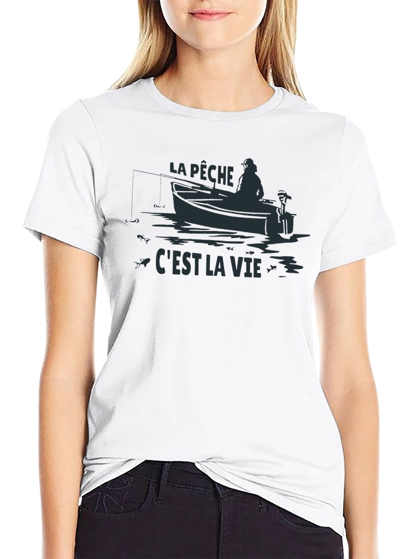 Black La Pêche C'est La Vie Fishing T-Shirt view 9
