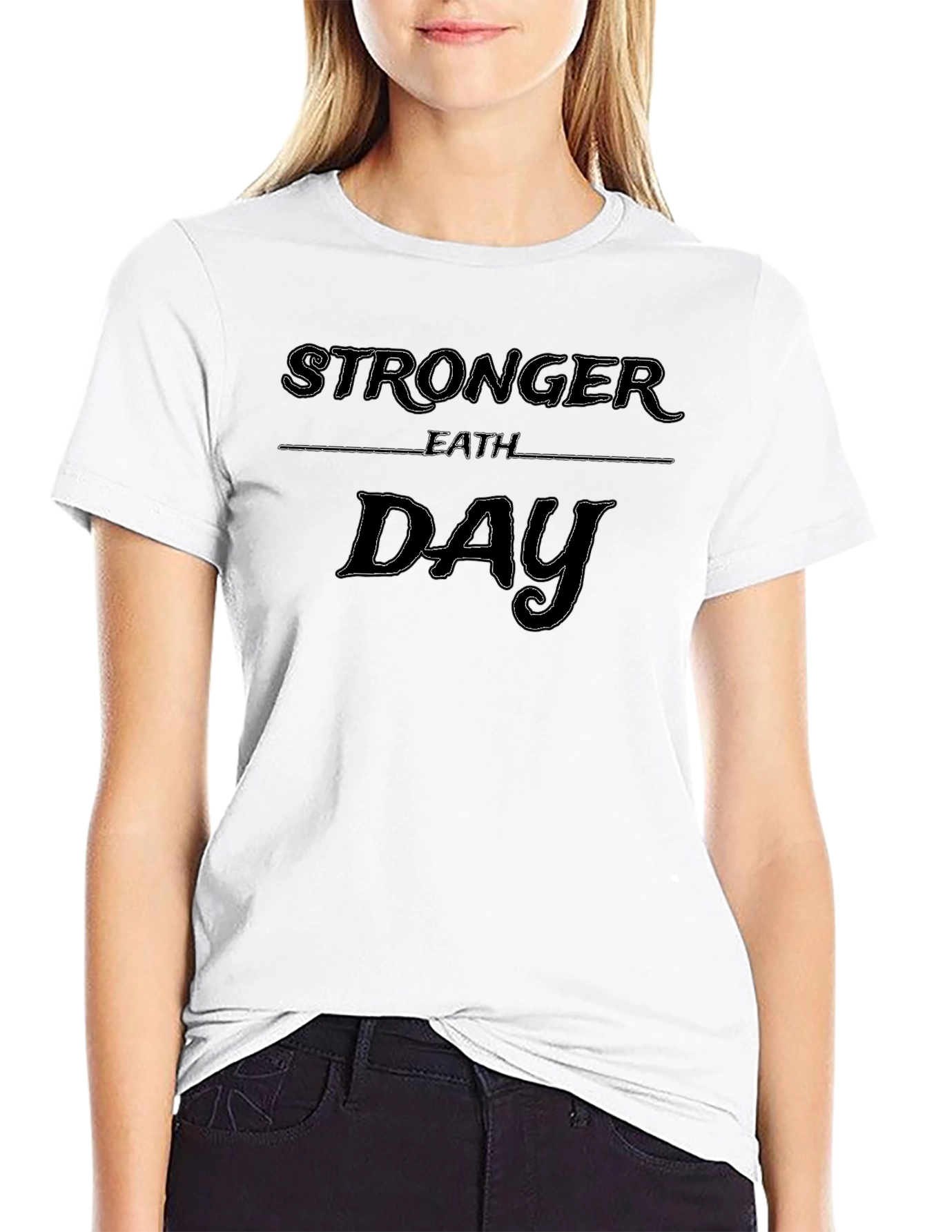 Black Stronger Than Yesterday Black T-Shirt view 9
