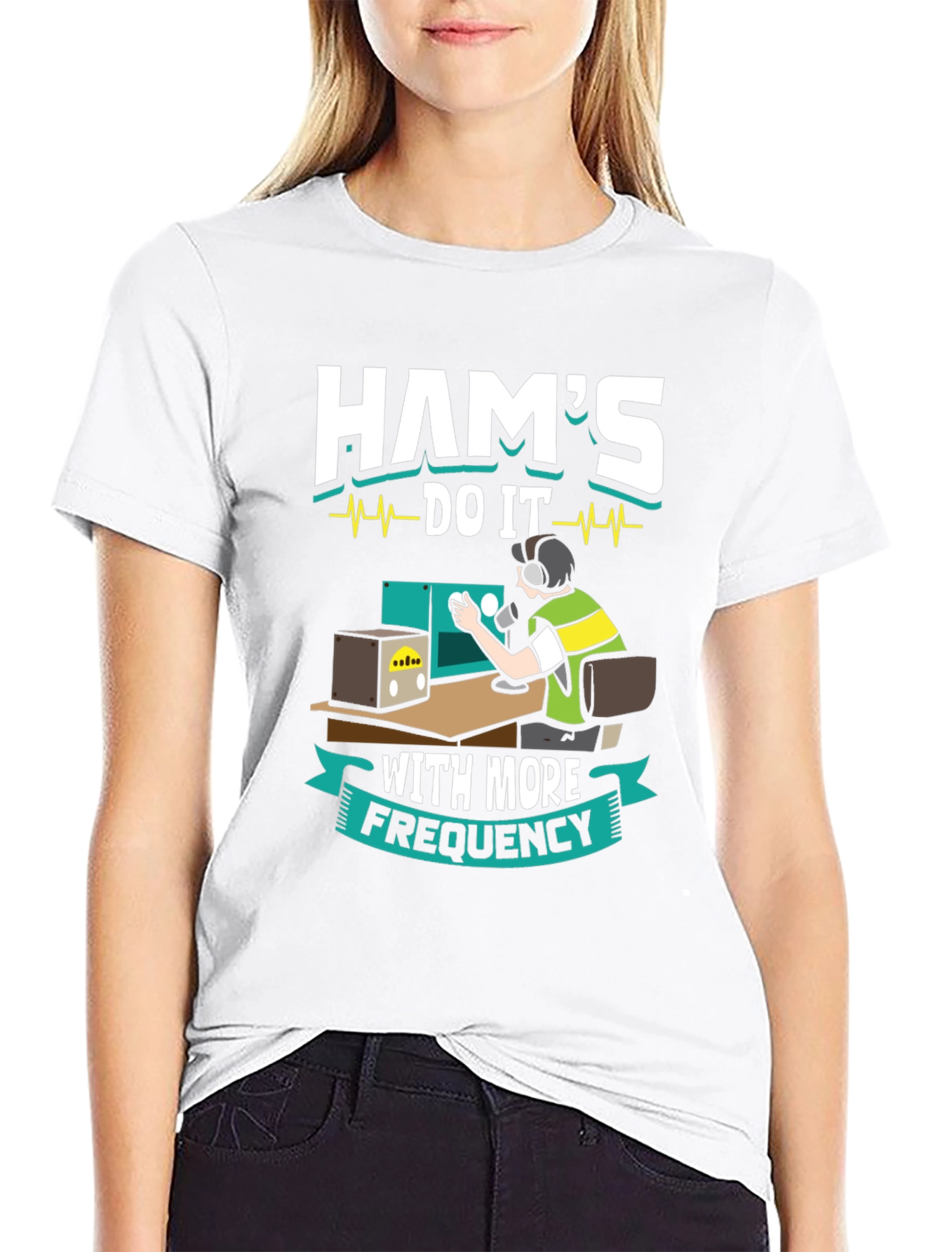 Black Ham Radio Operator Funny Graphic T-Shirt view 9