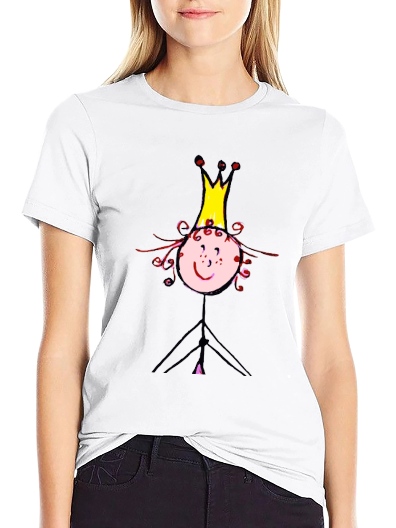 Black Fun Princess Stick Figure Graphic Tee view 9