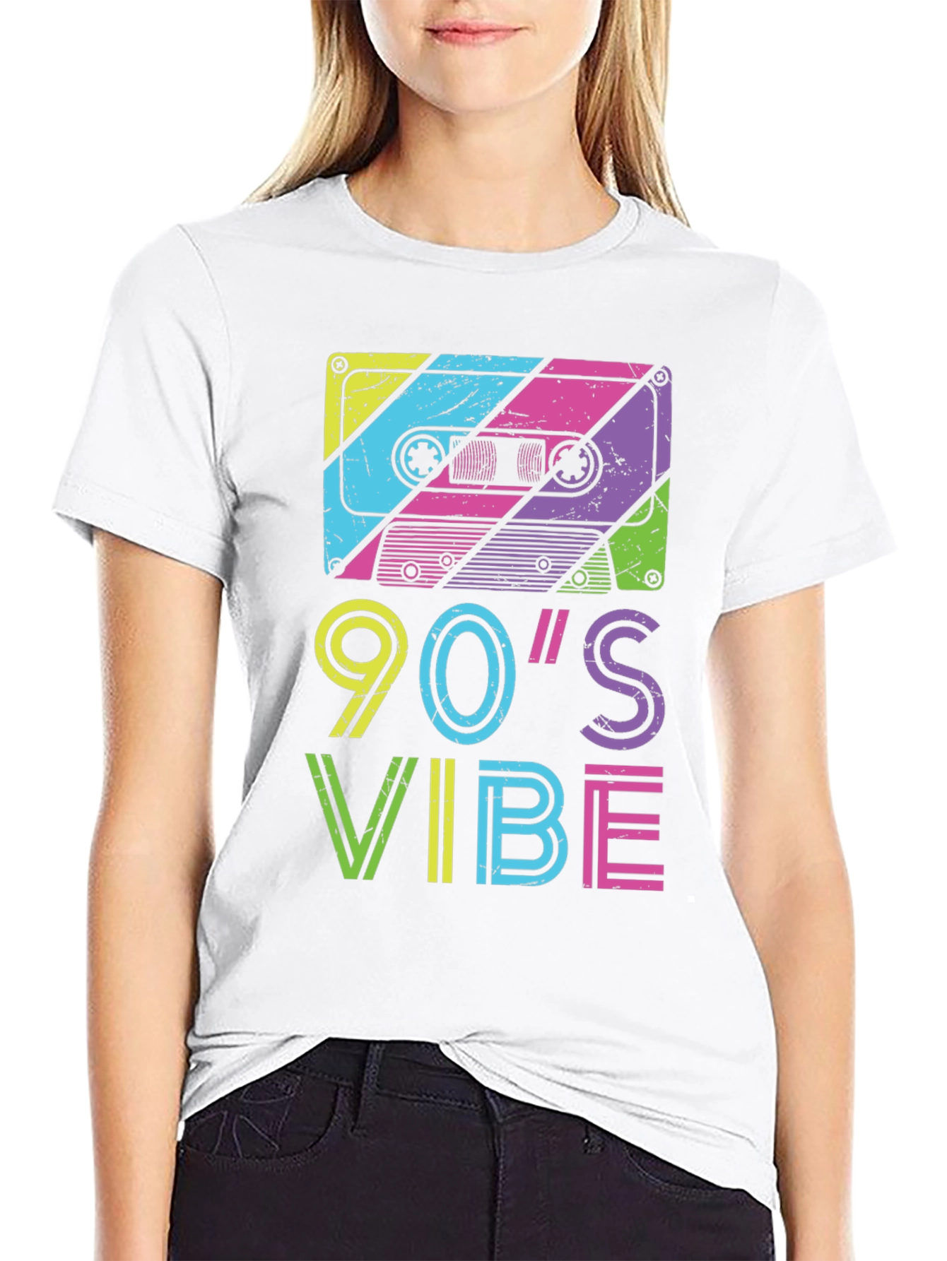 90's Vibe Graphic Tee - Retro Cassette Design - 9