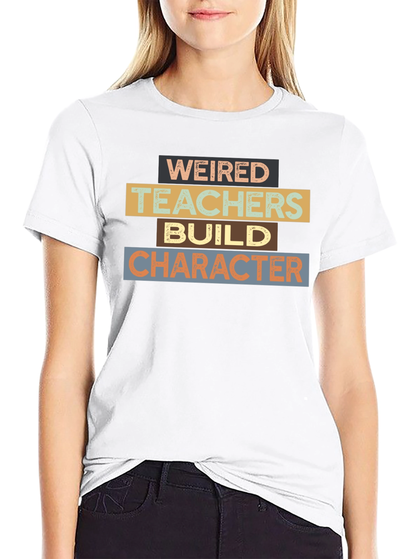 Black Weired Teachers Build Character Black T-Shirt view 9