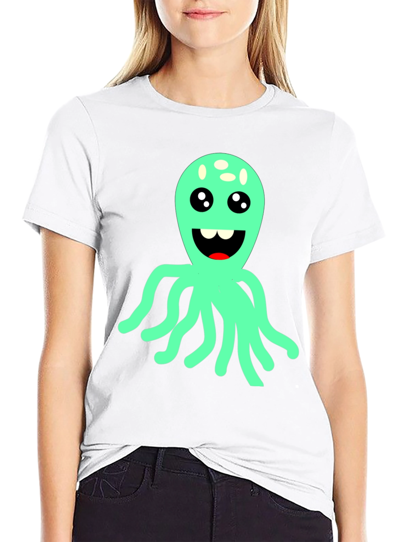 Black Cute Octopus Graphic T-Shirt - Black view 9