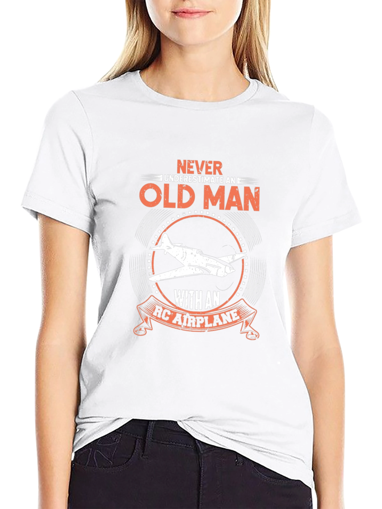 Black Old Man RC Airplane T-Shirt - Black view 9