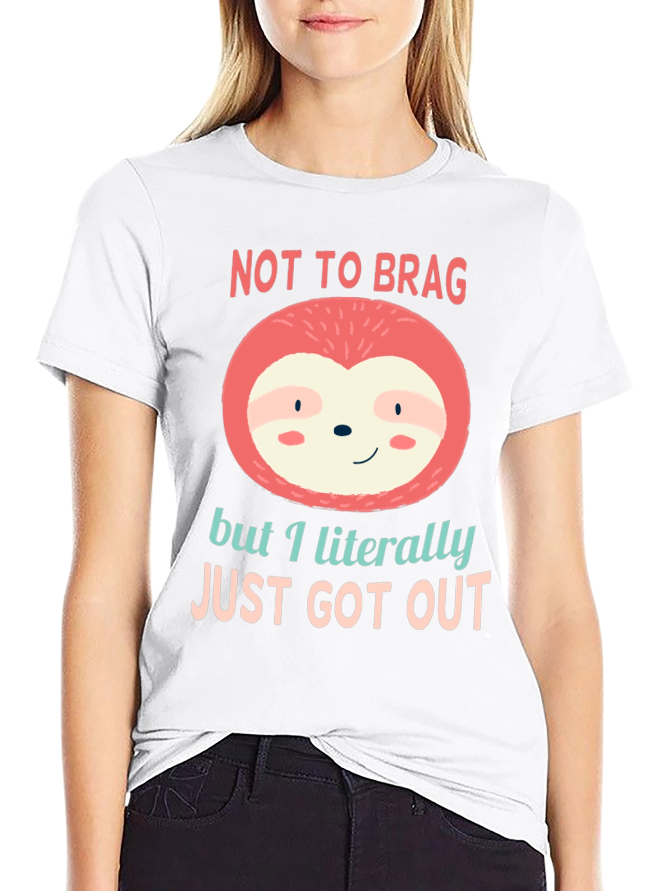 Black Not to Brag Sloth T-Shirt view 9
