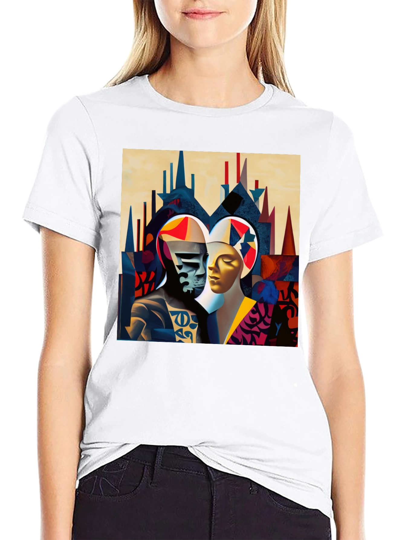 Black Abstract Art Graphic Tee view 9