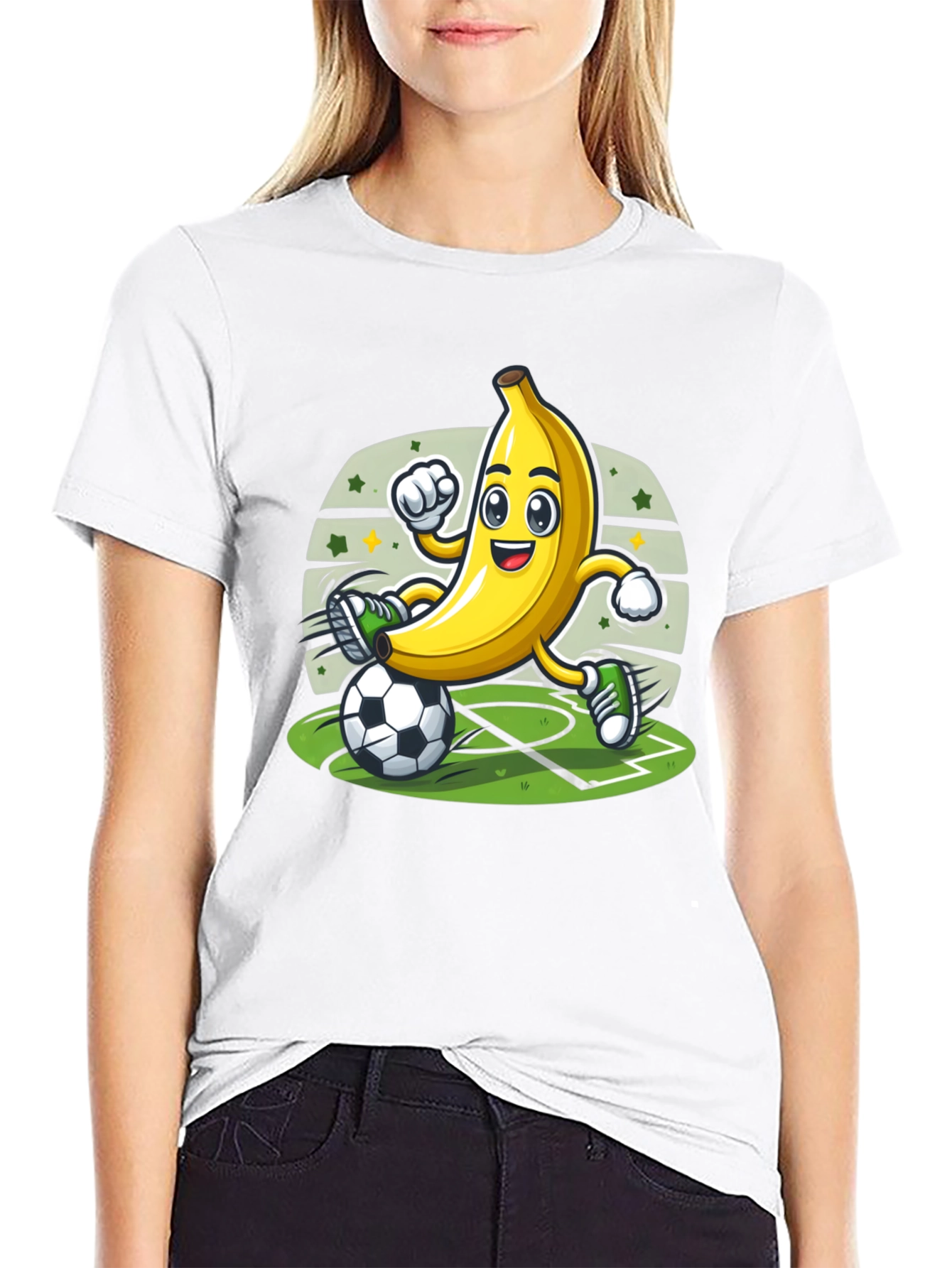Black Funny Banana Soccer Player T-Shirt view 9