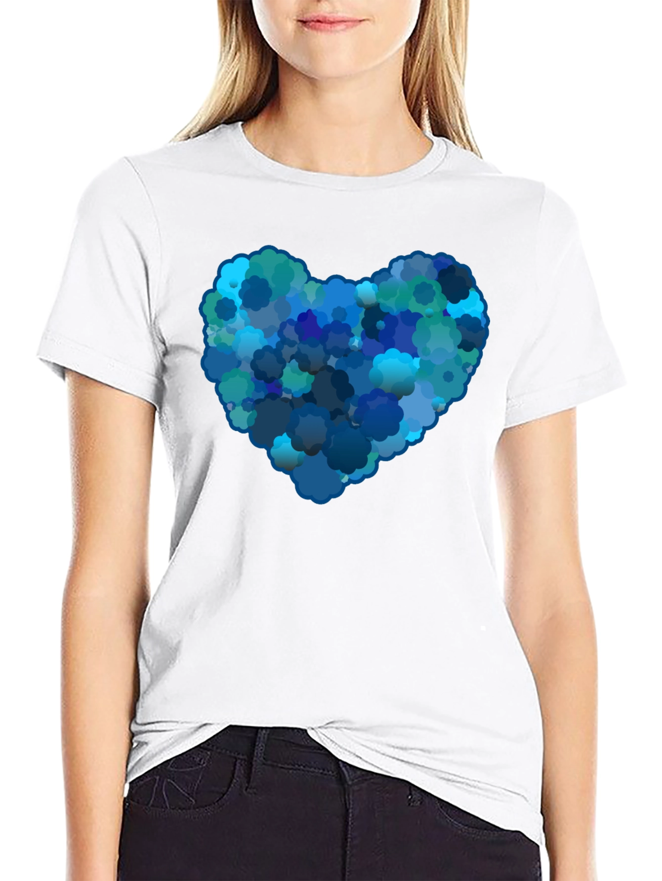 Black Cloud Heart Graphic Black T-Shirt view 9
