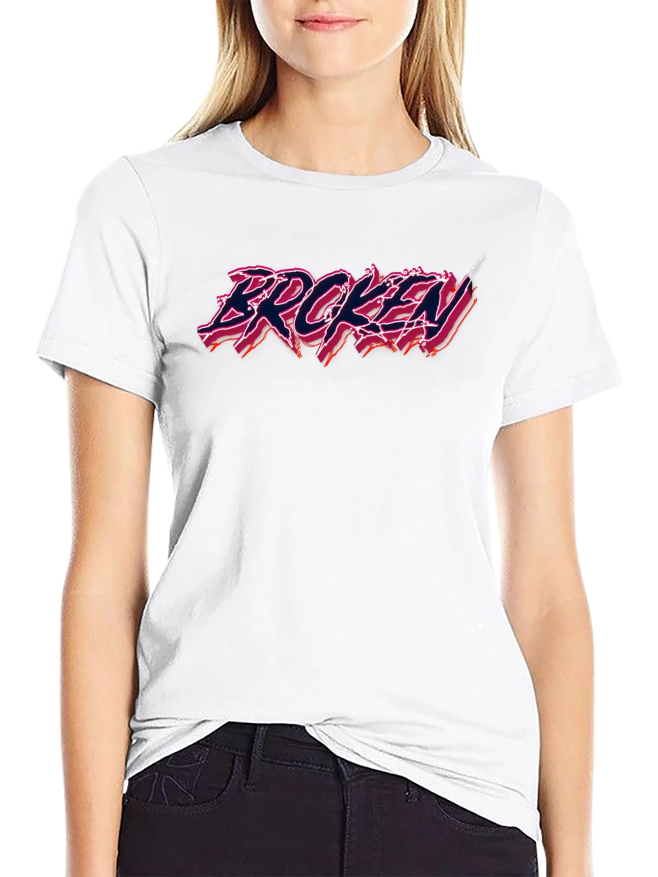 Black Broken Graphic Tee - Edgy Streetwear view 9