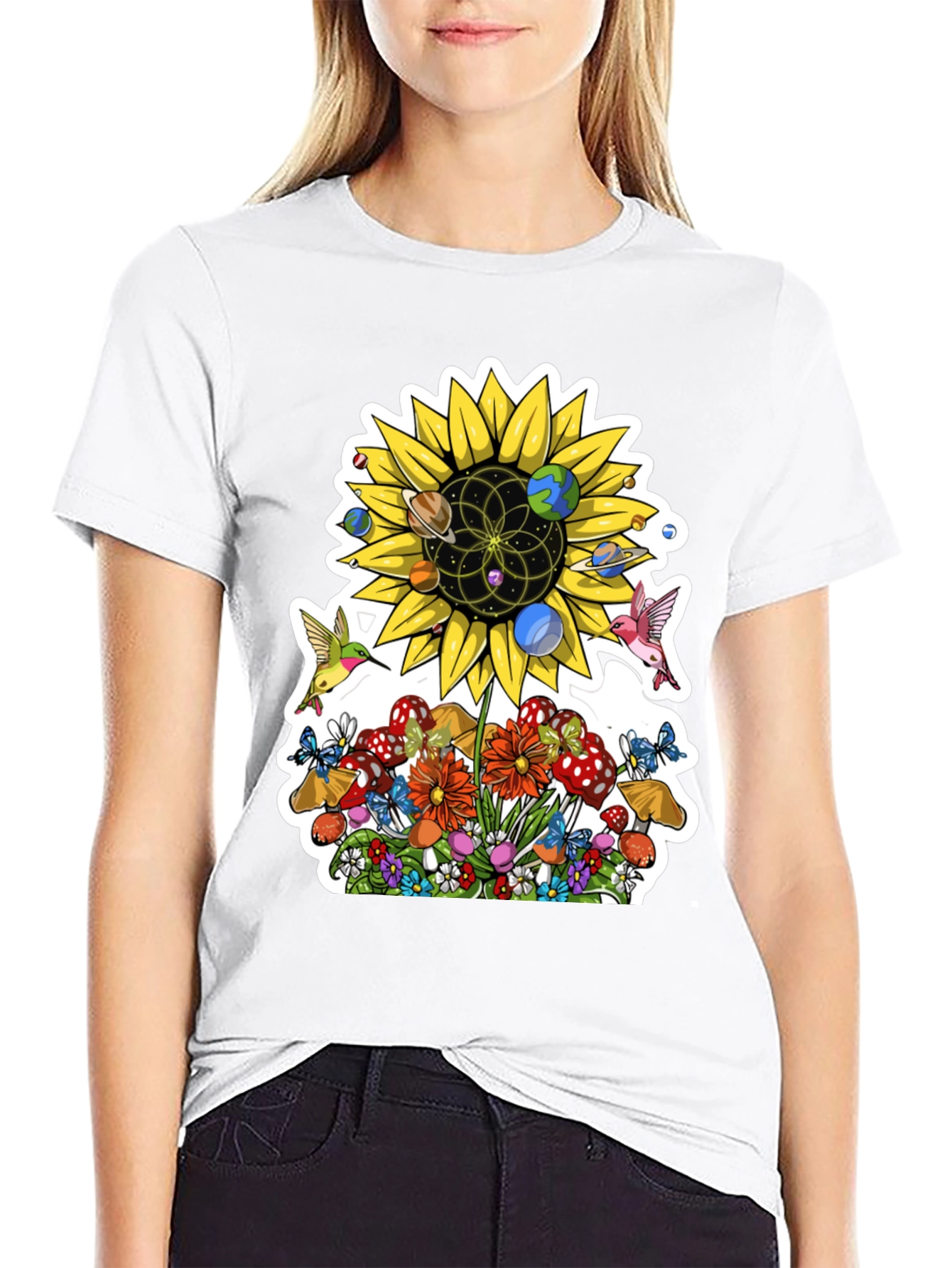 Black Nature Print Graphic Tee view 9