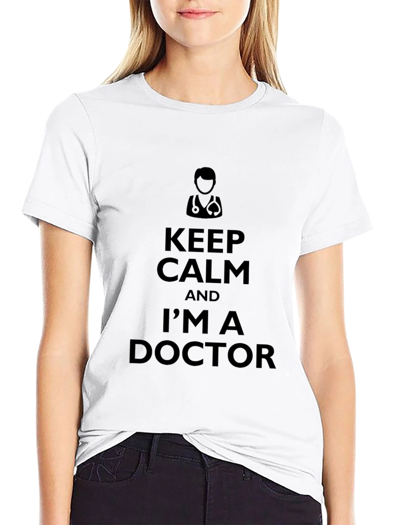 Black Keep Calm I'm a Doctor T-Shirt - Black view 9