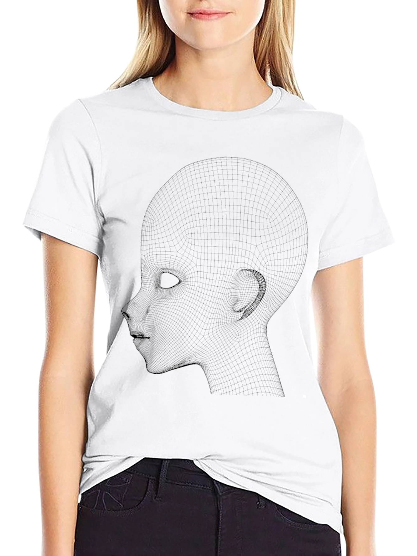 Black Geometric Head Graphic Black T-Shirt view 9