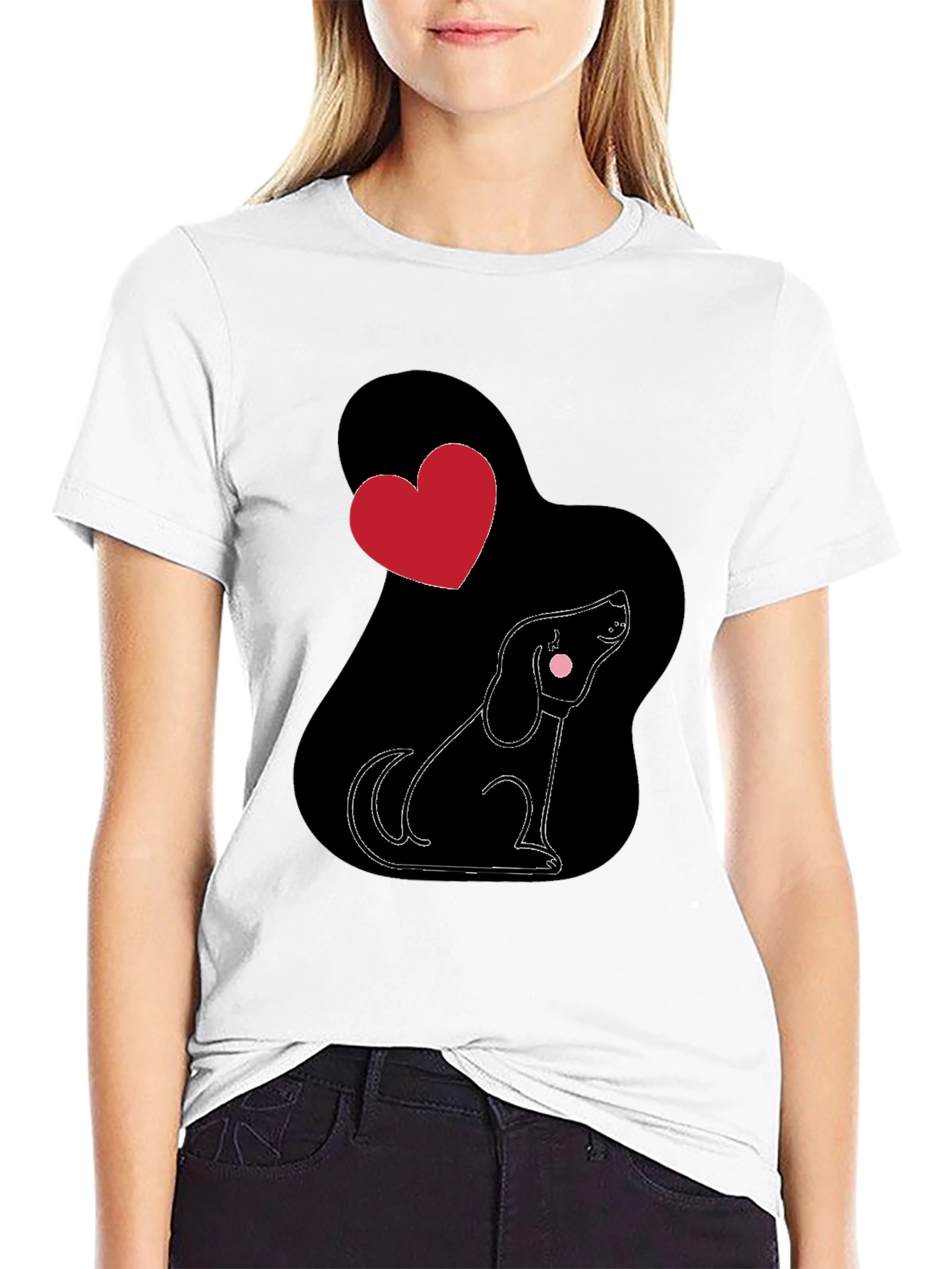 Black Dog Lover T-Shirt, Heart Design view 9