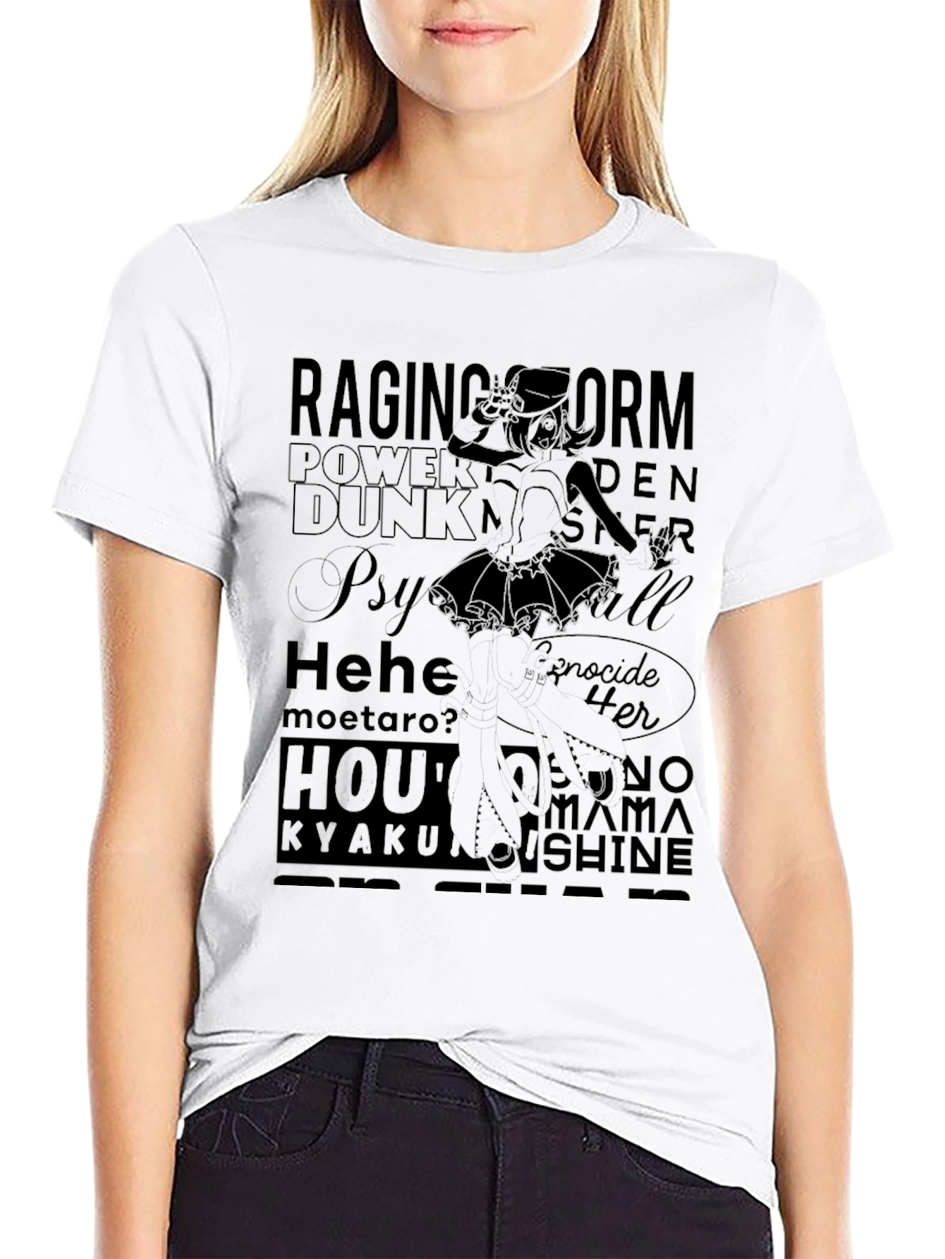 Black Edgy Anime Graphic Print Black T-Shirt view 9