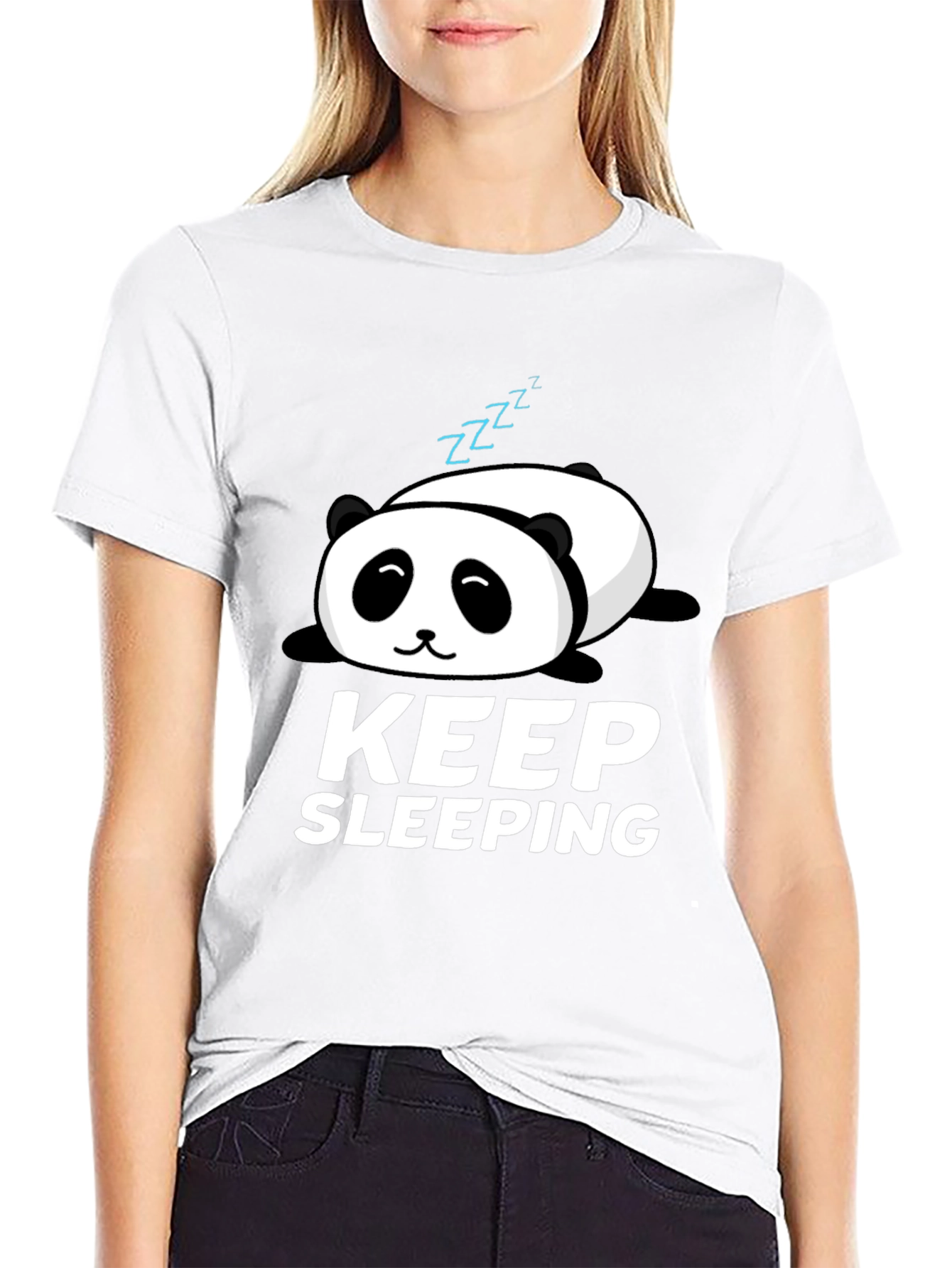 Black Keep Sleeping Panda Graphic T-Shirt - Relaxed Fit view 9