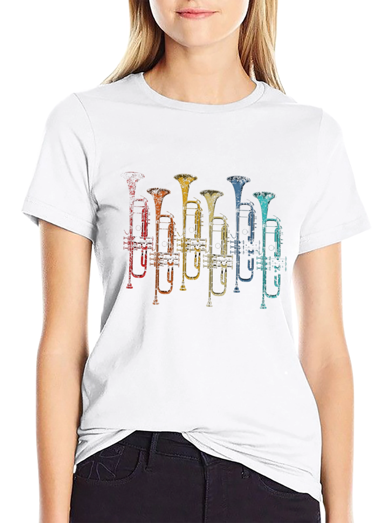 Black Retro Trumpet T-Shirt - Music Lover Tee view 9