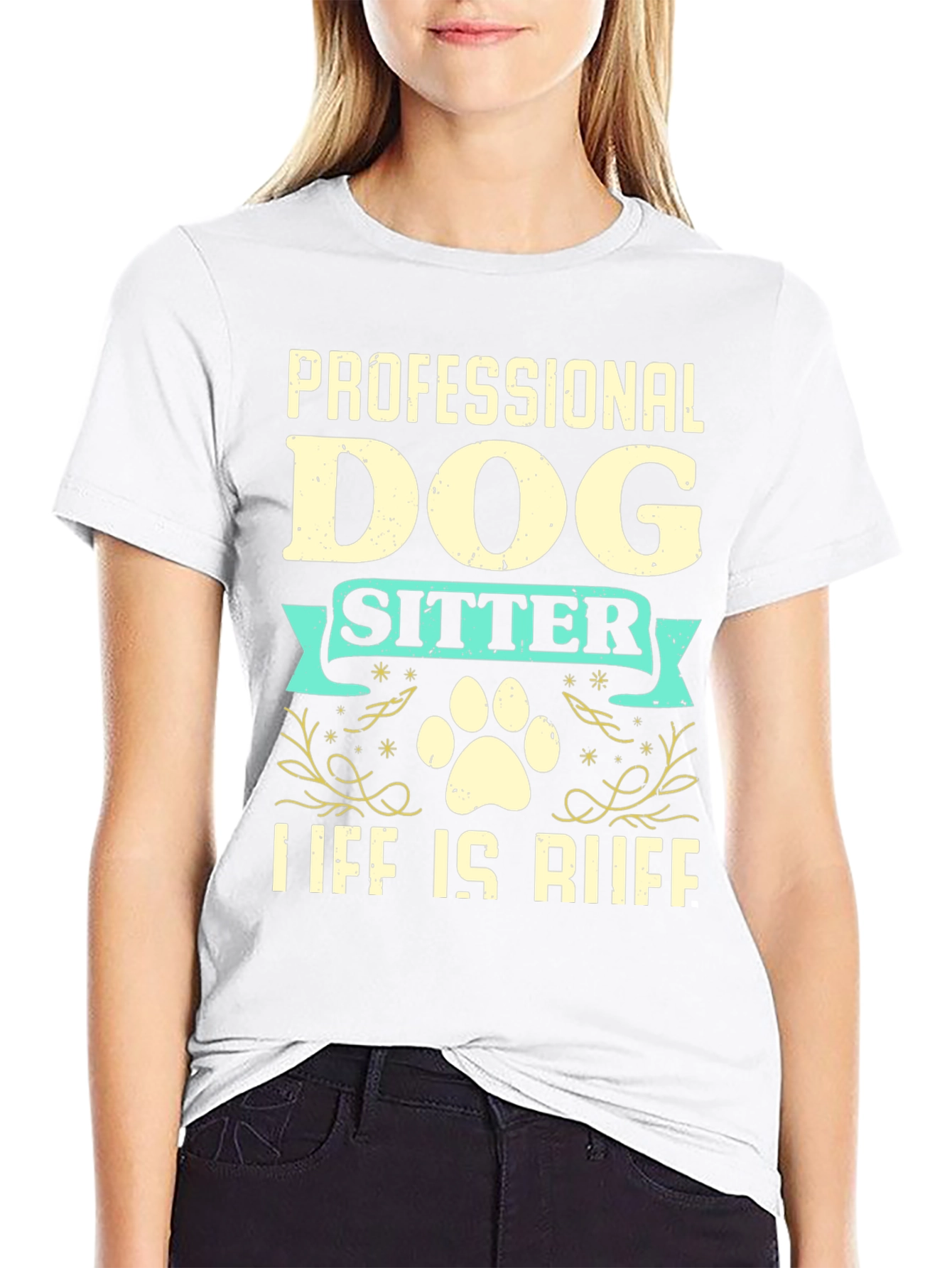 Black Professional Dog Sitter T-Shirt - Life is Ruff view 9