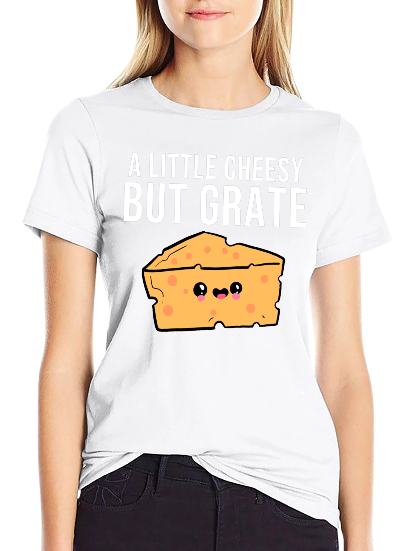 Black Cheesy Pun T-Shirt - A Little Cheesy But Grate! view 9