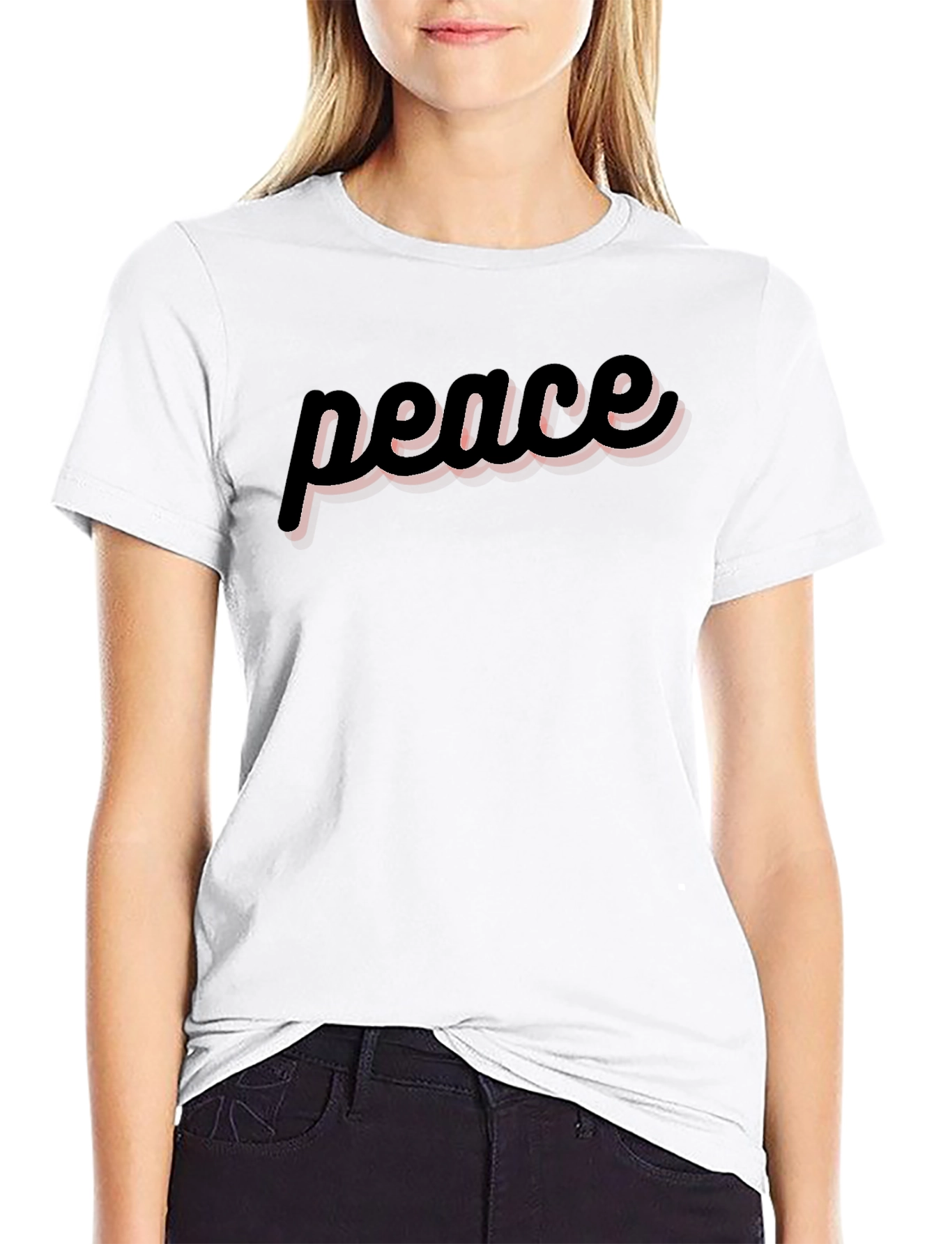 Black Peace Graphic Tee - Soft Cotton Casual Top view 9