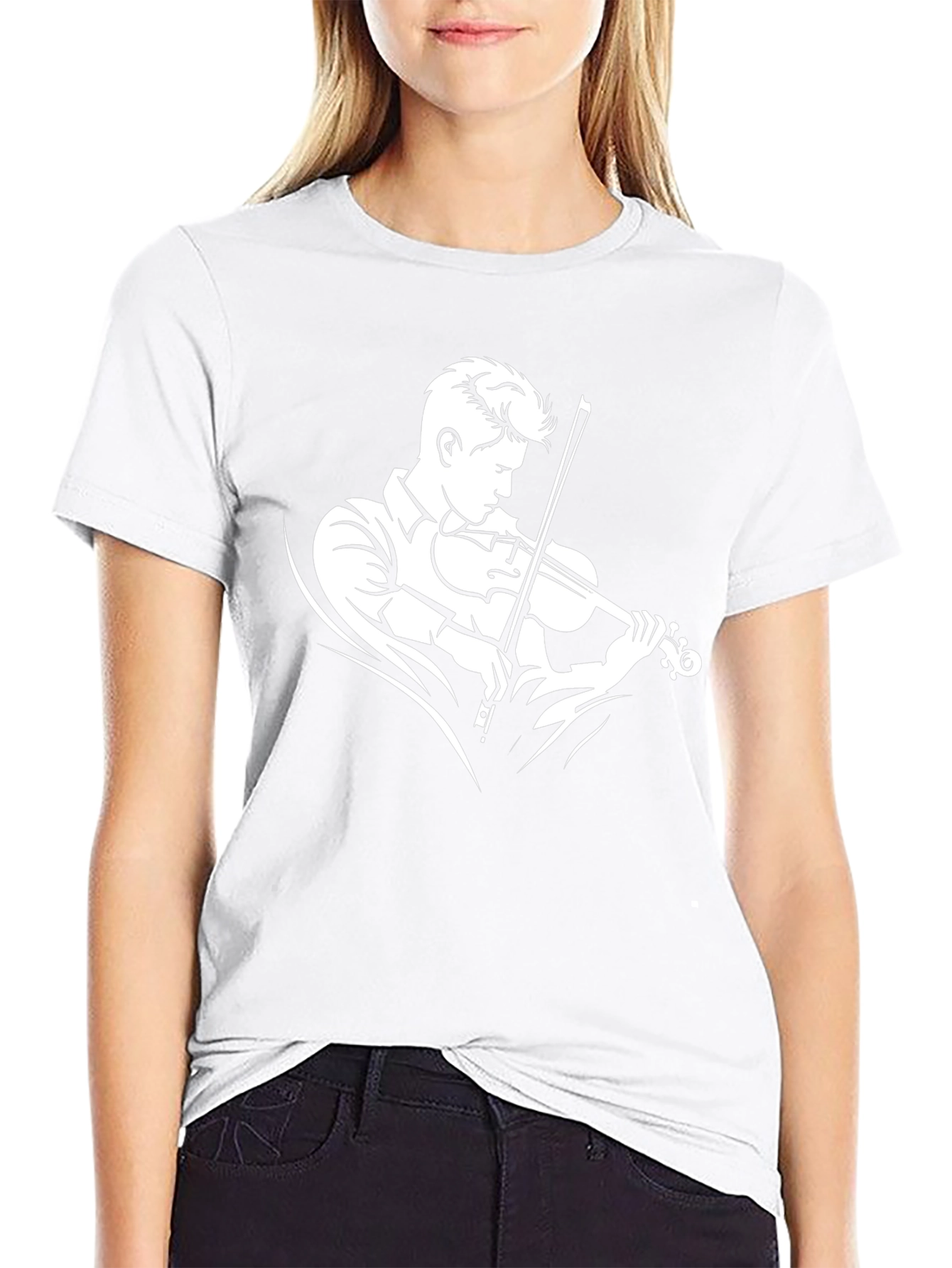 Violinist Graphic Tee - Black Cotton T-Shirt - 9