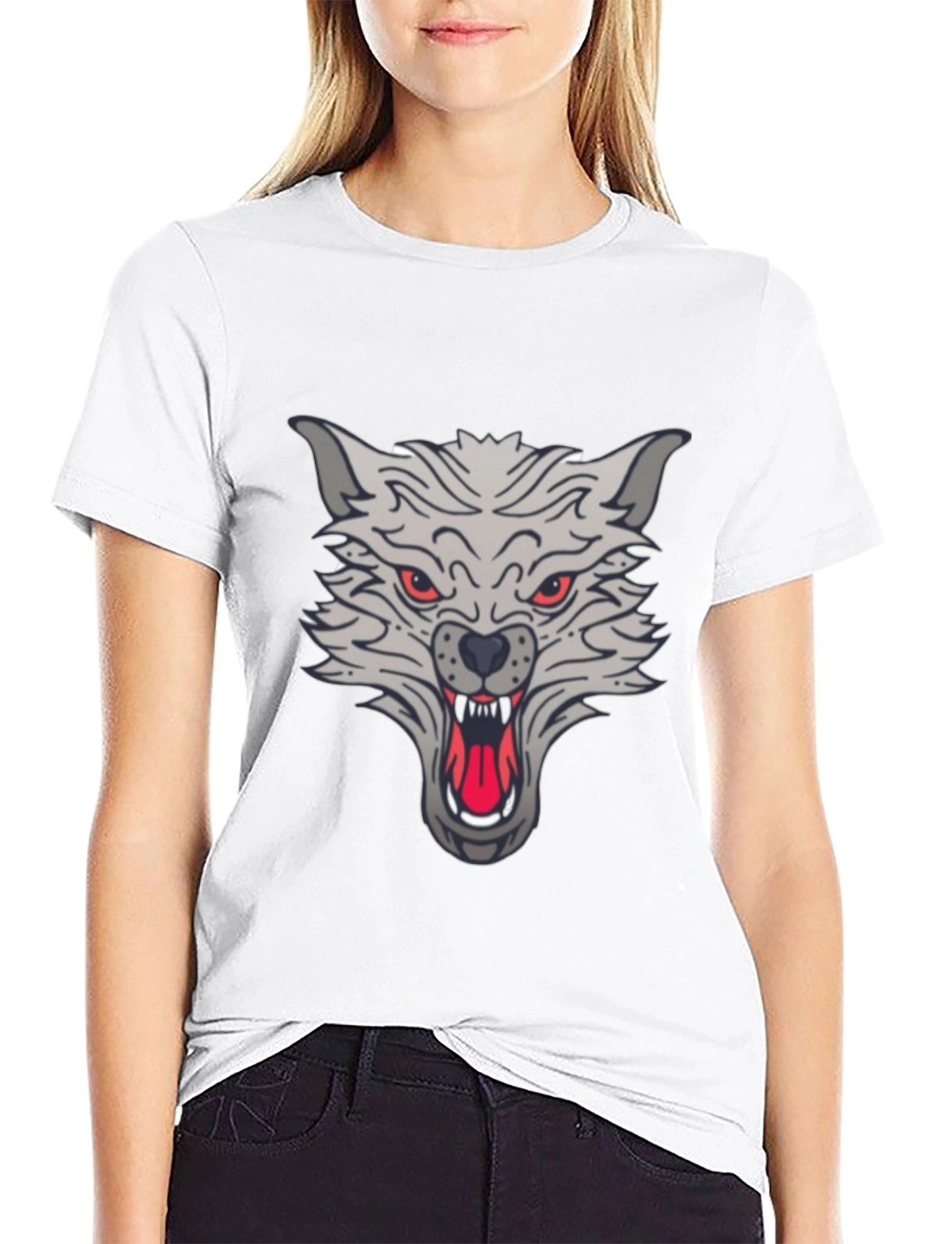 Black Men's Black Wolf Graphic T-Shirt view 9
