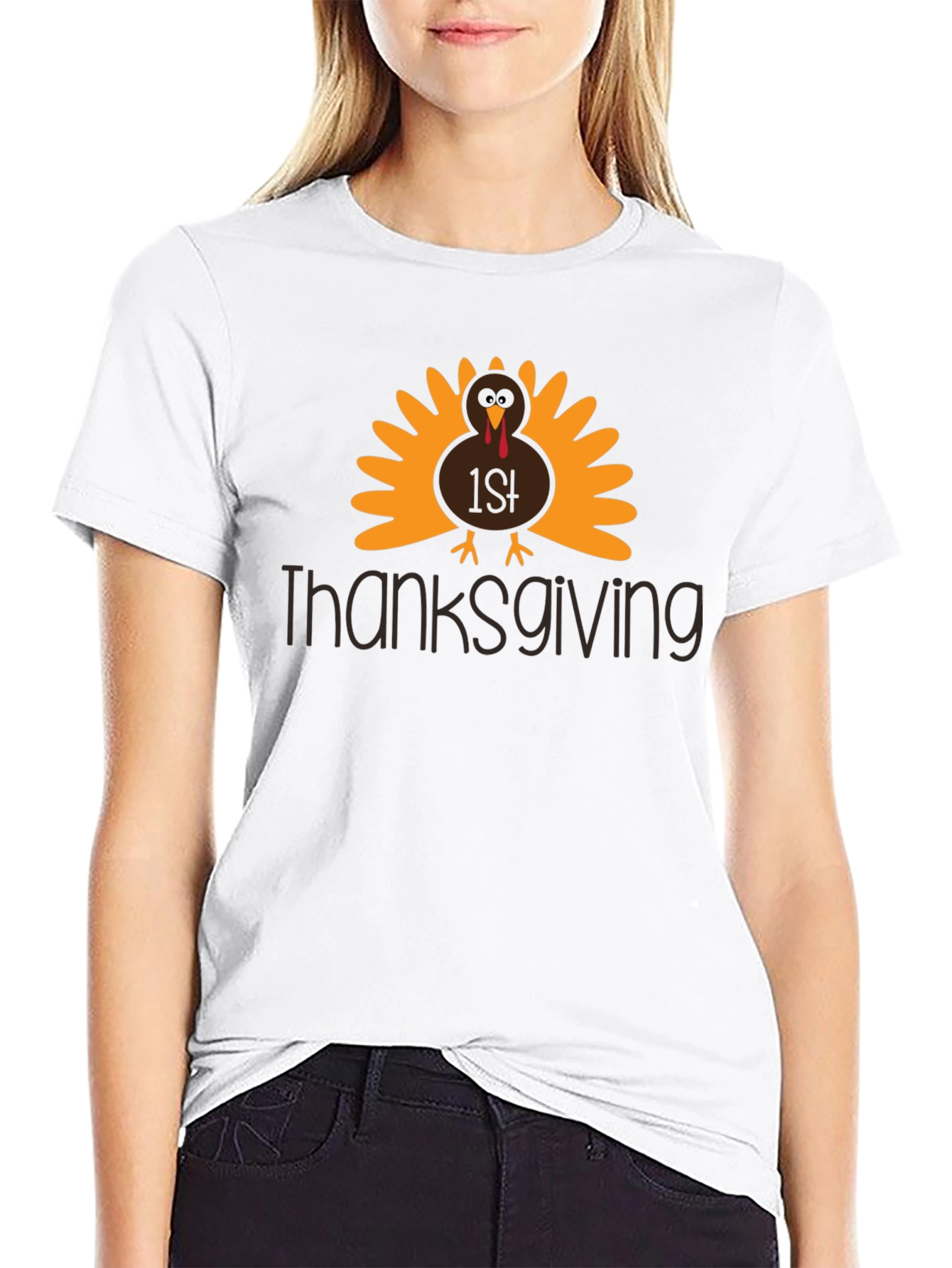 Black 1st Thanksgiving Turkey Graphic T-Shirt view 9