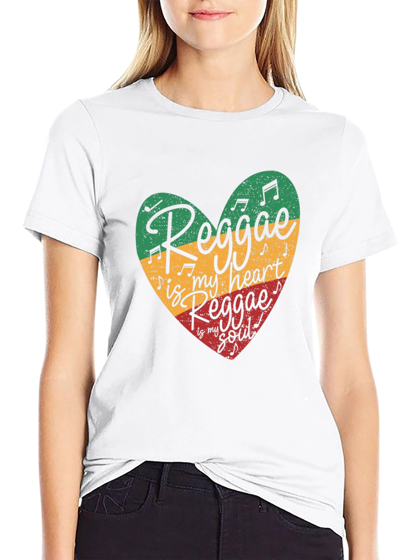 Black Reggae Heart T-Shirt - Music Lover Tee view 9