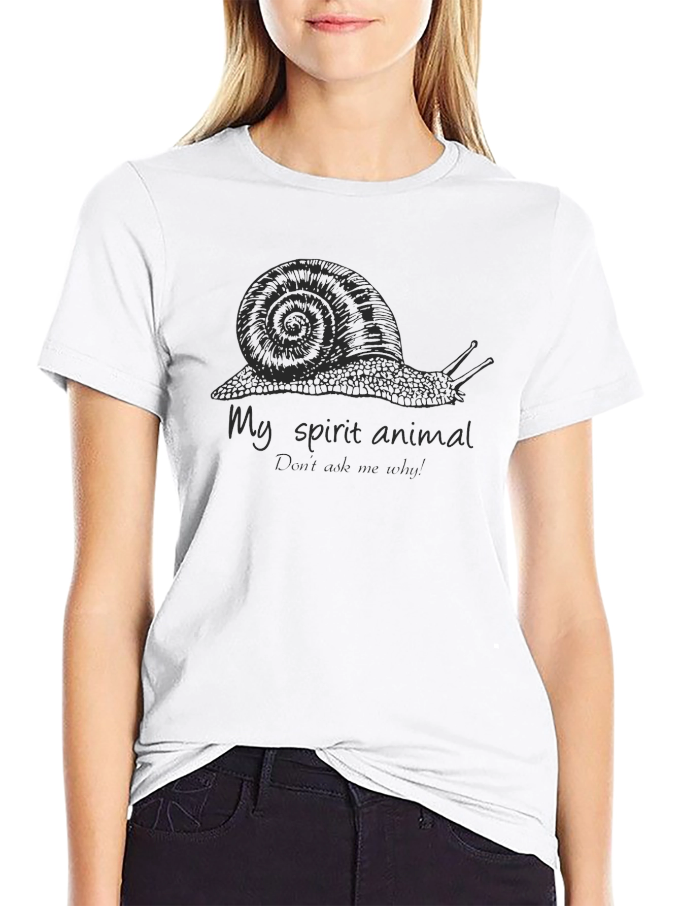 Black My Spirit Animal Snail T-Shirt - Relaxed Fit, Cotton Blend view 9