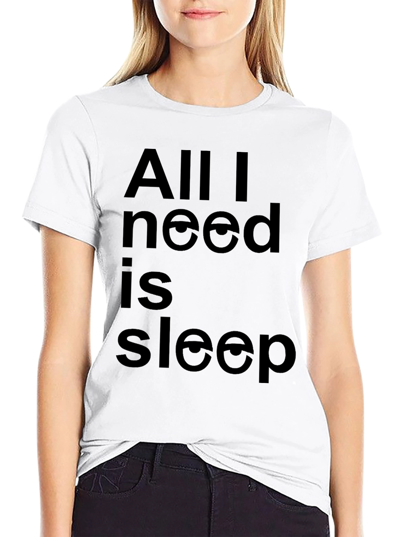 Black All I Need Is Sleep Funny Graphic Tee - Black T-Shirt view 9