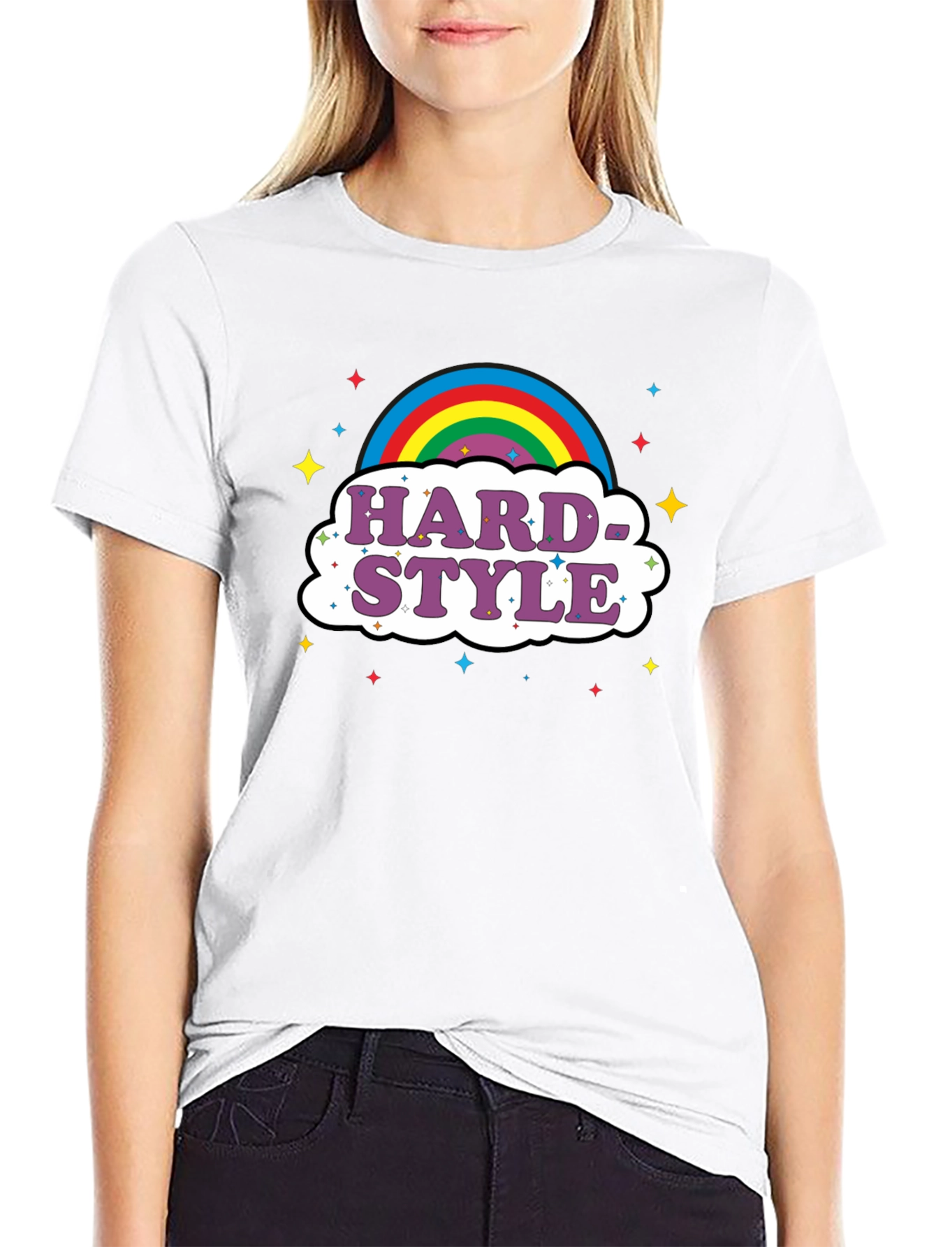 Black Hardstyle Rainbow Graphic Tee view 9