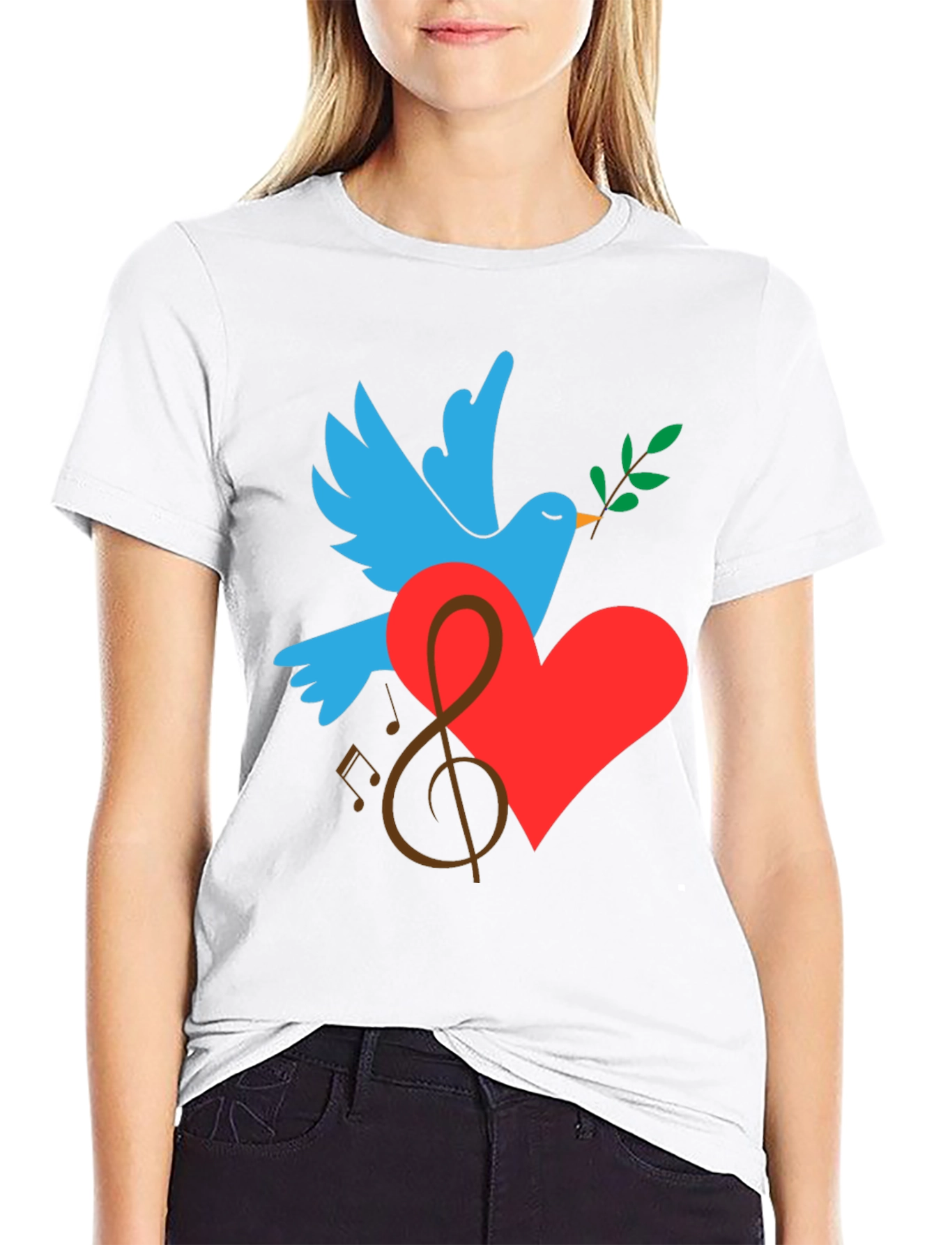 Black Peace Dove Graphic Print Black T-Shirt view 9
